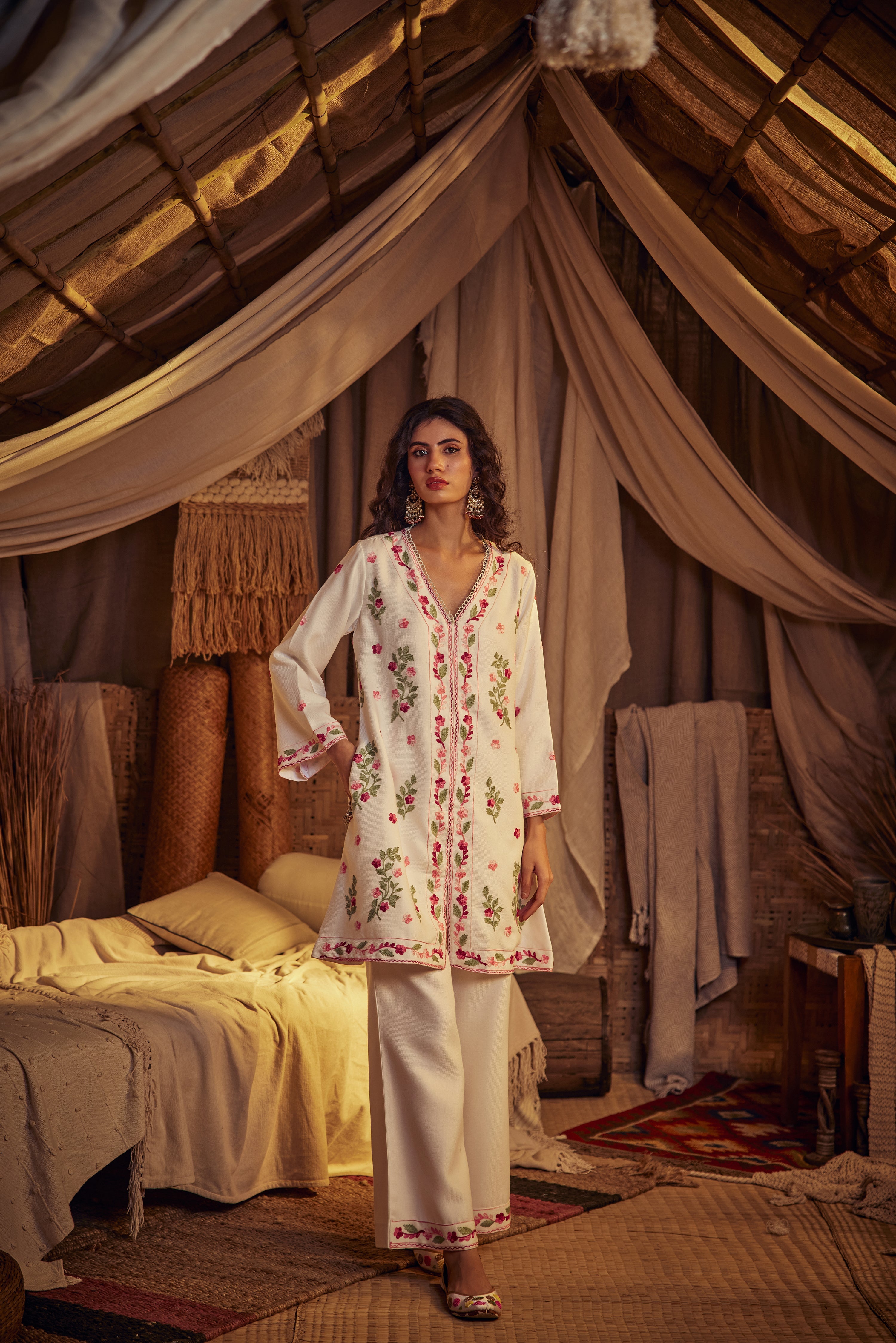 Strawberries & Cream Pashmina Wool Jacket Set