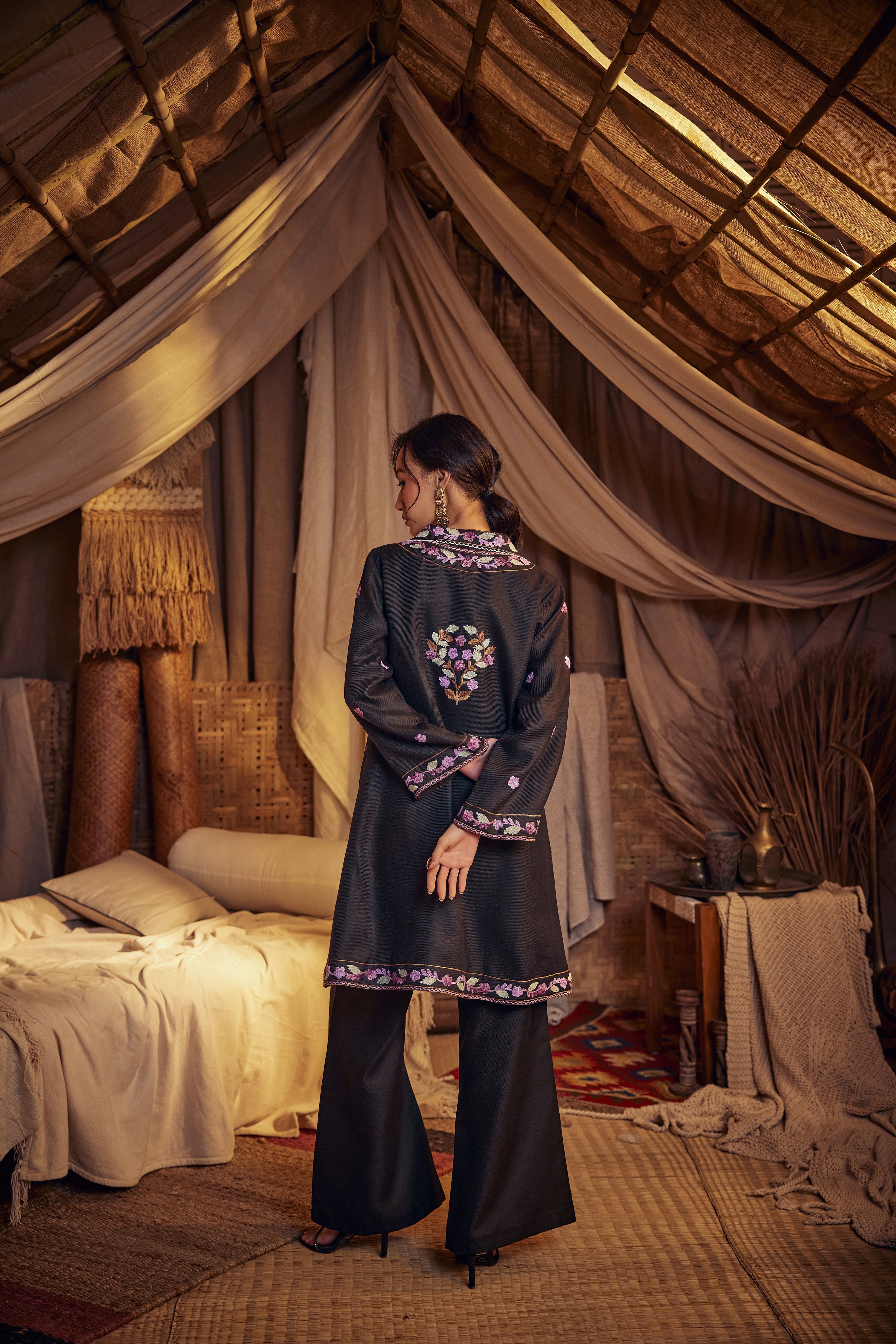 Blackberry Pashmina Wool Jacket Set