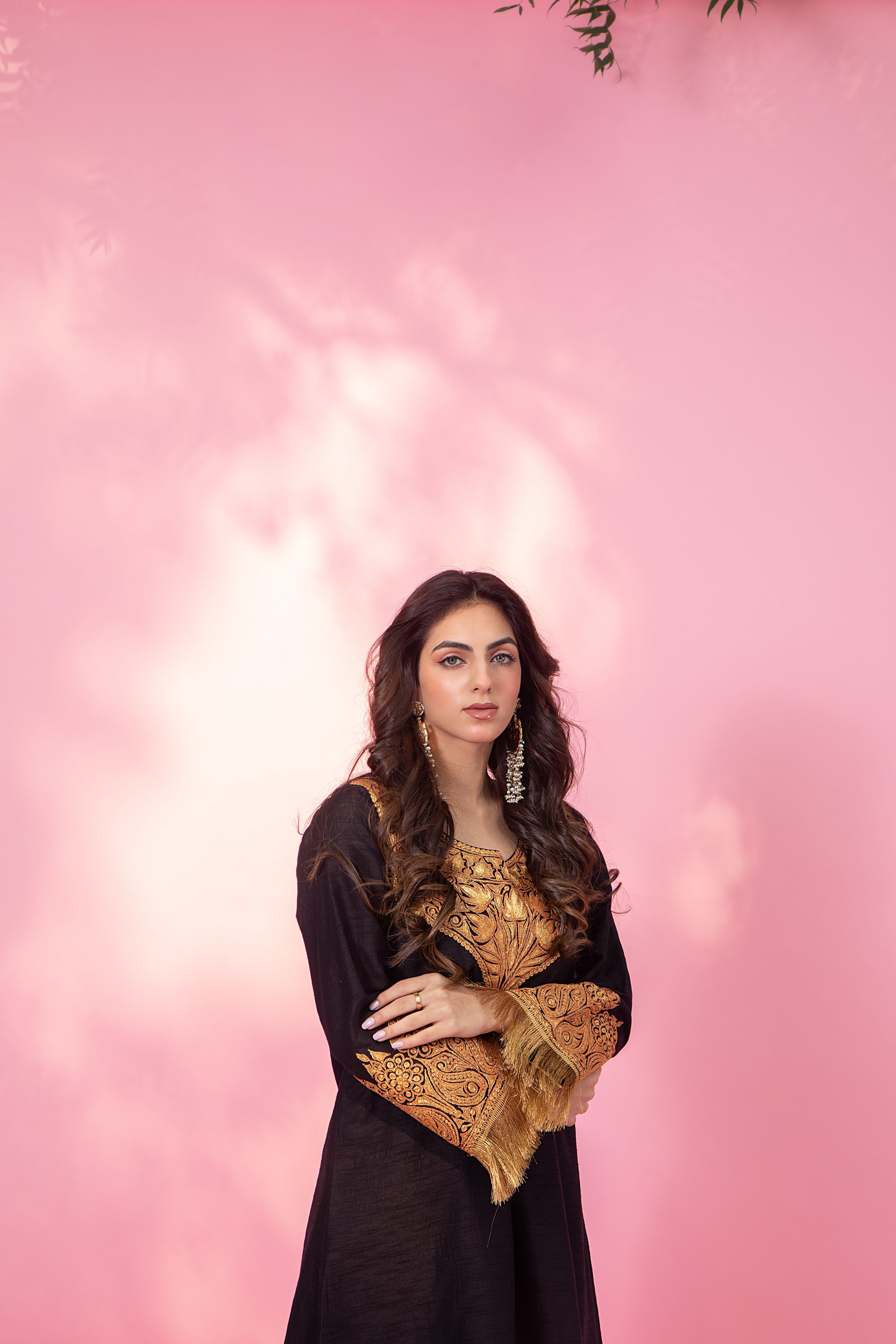 Resham Black Silk Kurta Set With Salwar