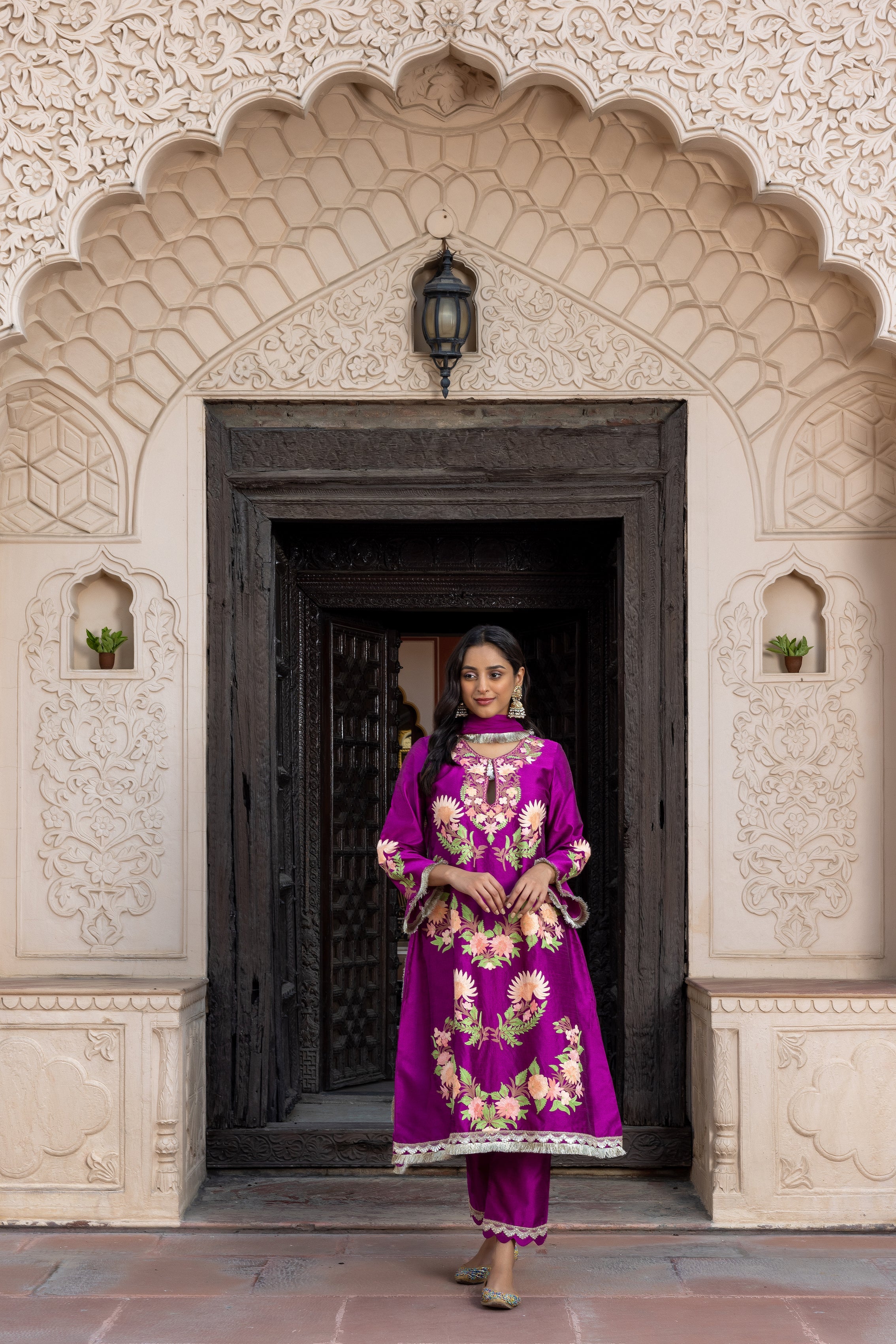 Purple Silk Kurta Set