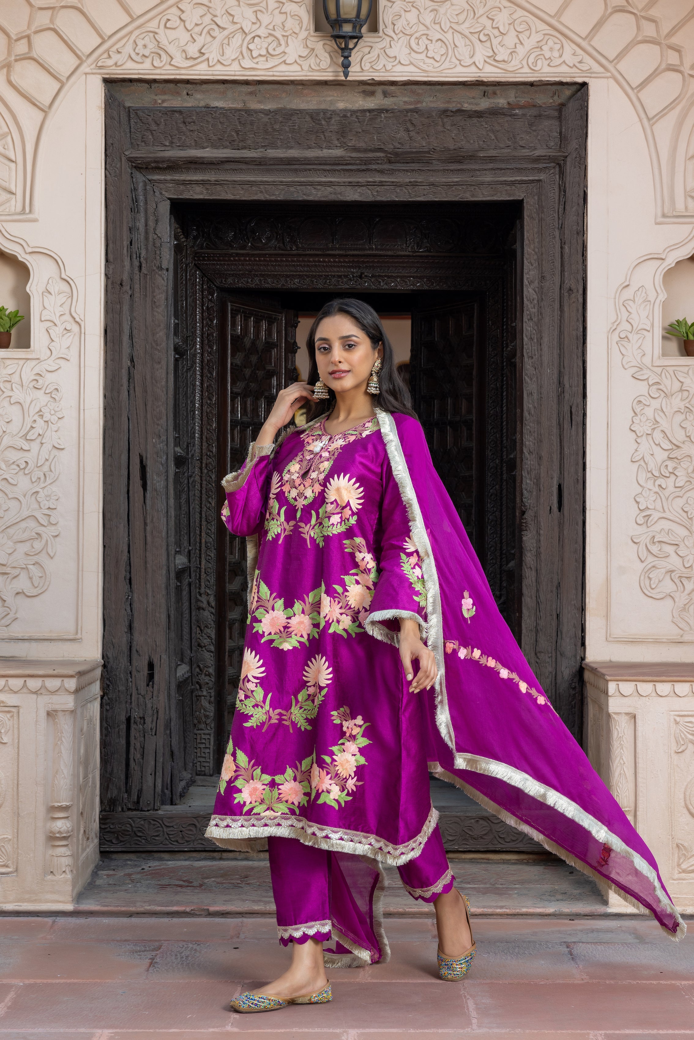 Purple Silk Kurta Set