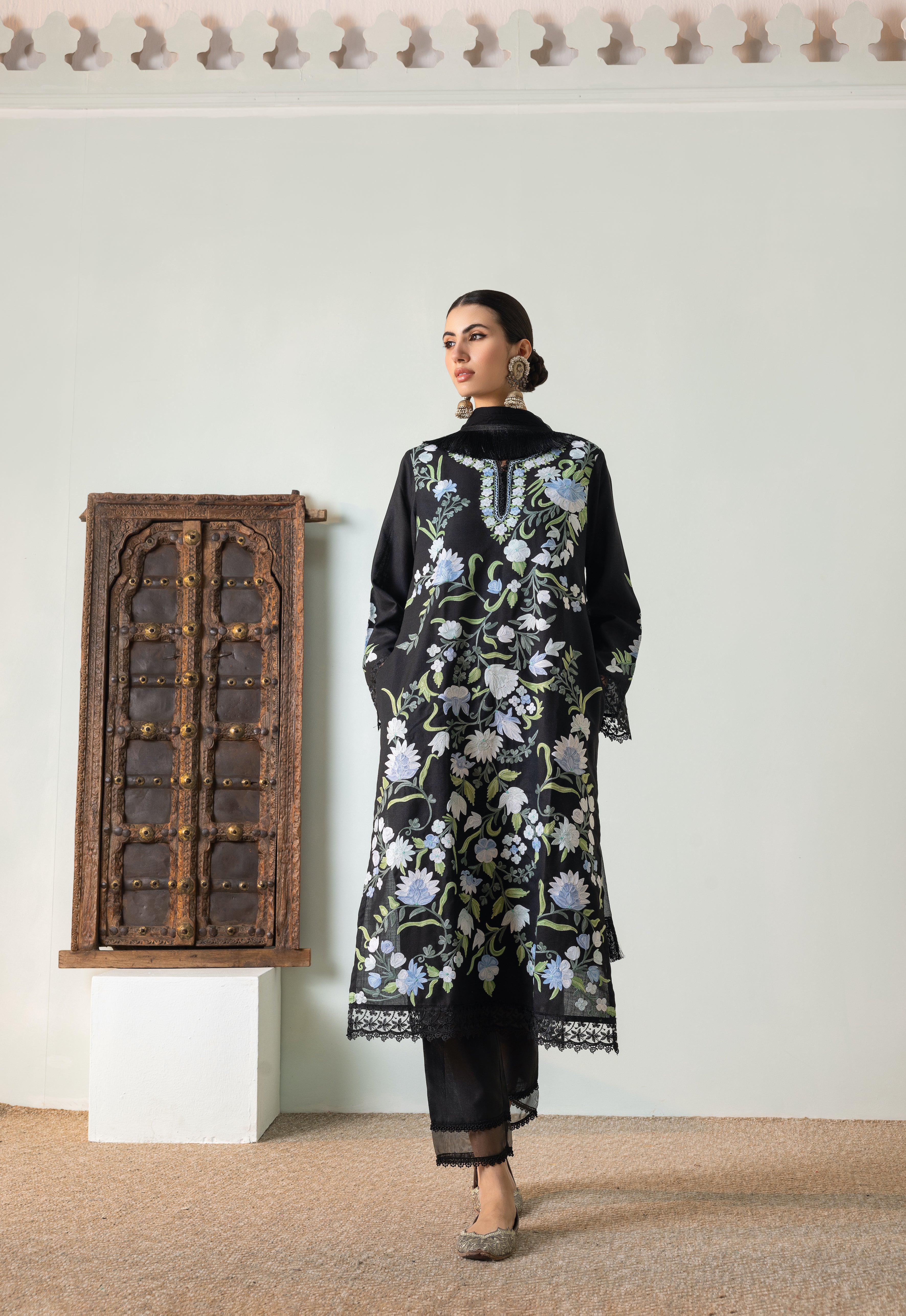 Black Shades of Blue Cotton Kurta Set