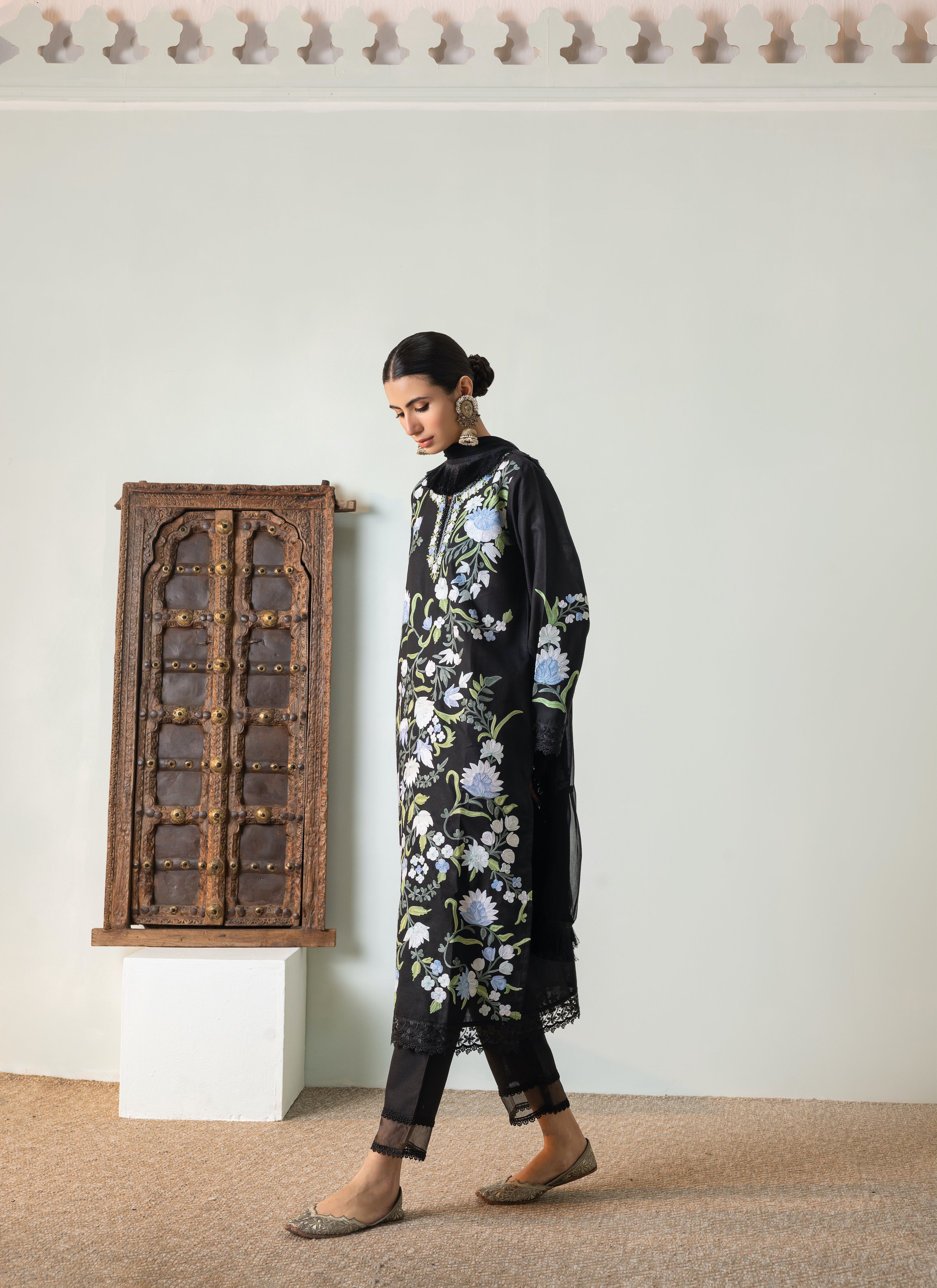 Black Shades of Blue Cotton Kurta Set