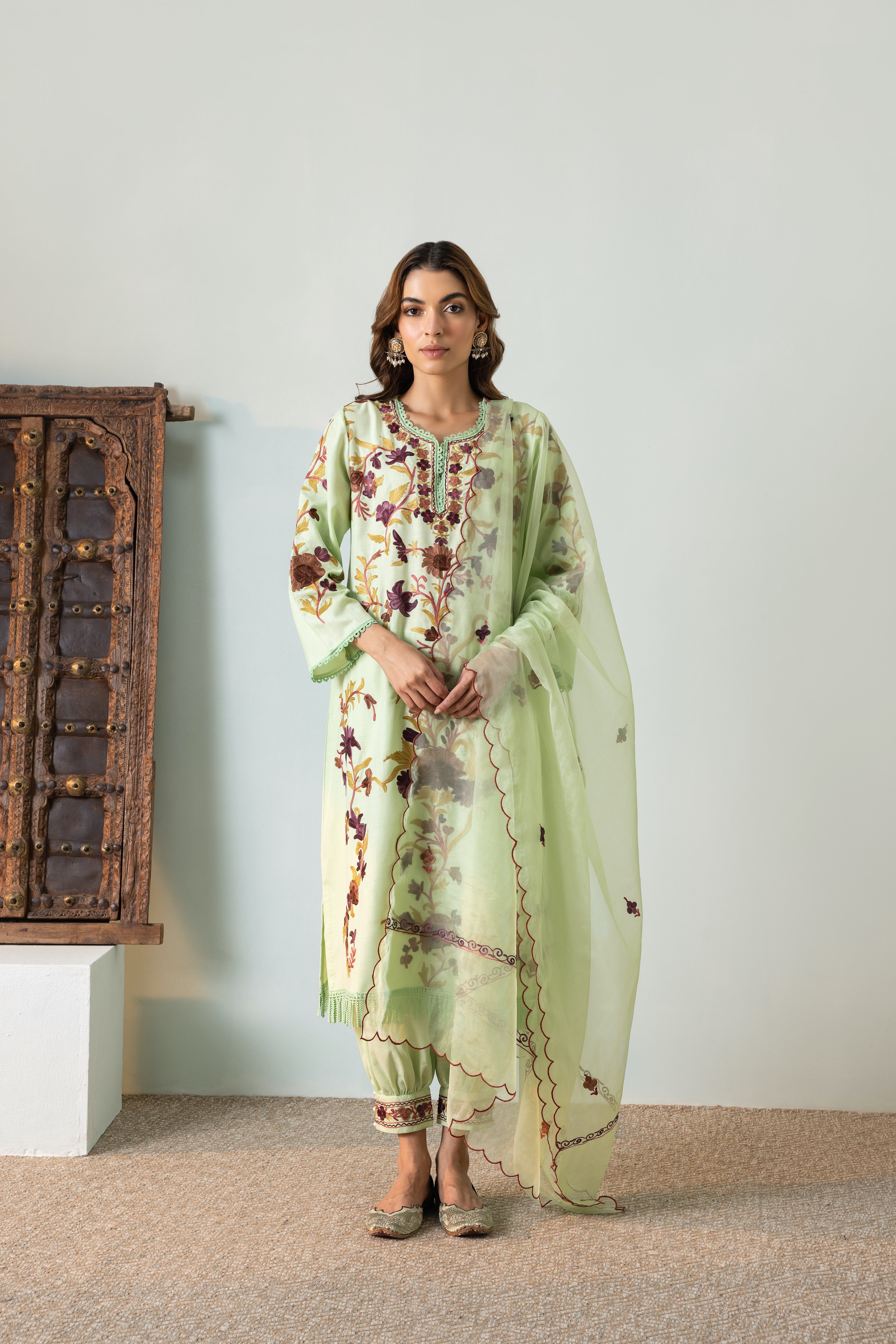 Green Cotton Kurta Set