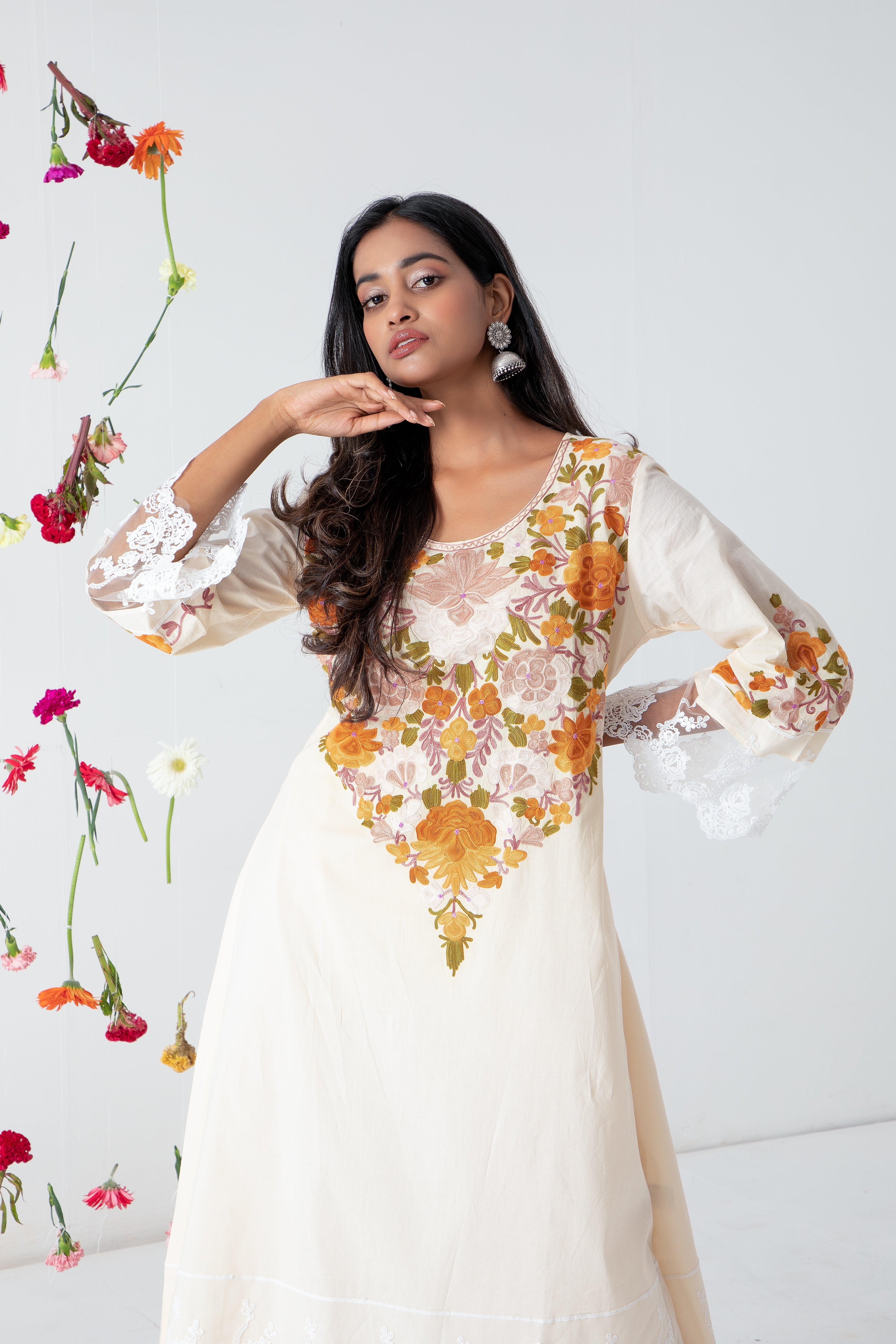 Lemon Gulbahar Cotton Kurta Set