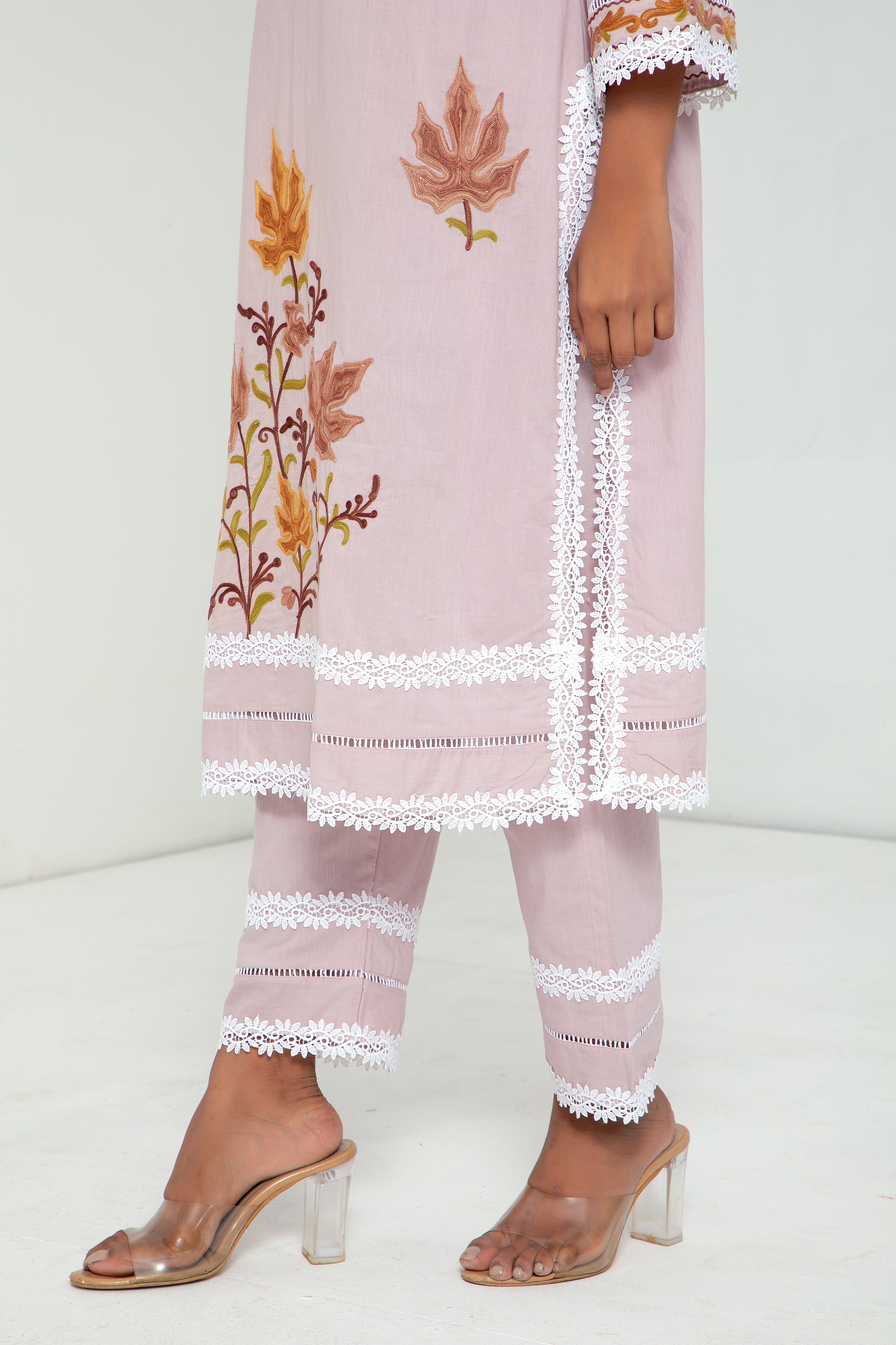 Mauve Cotton Kurta Set