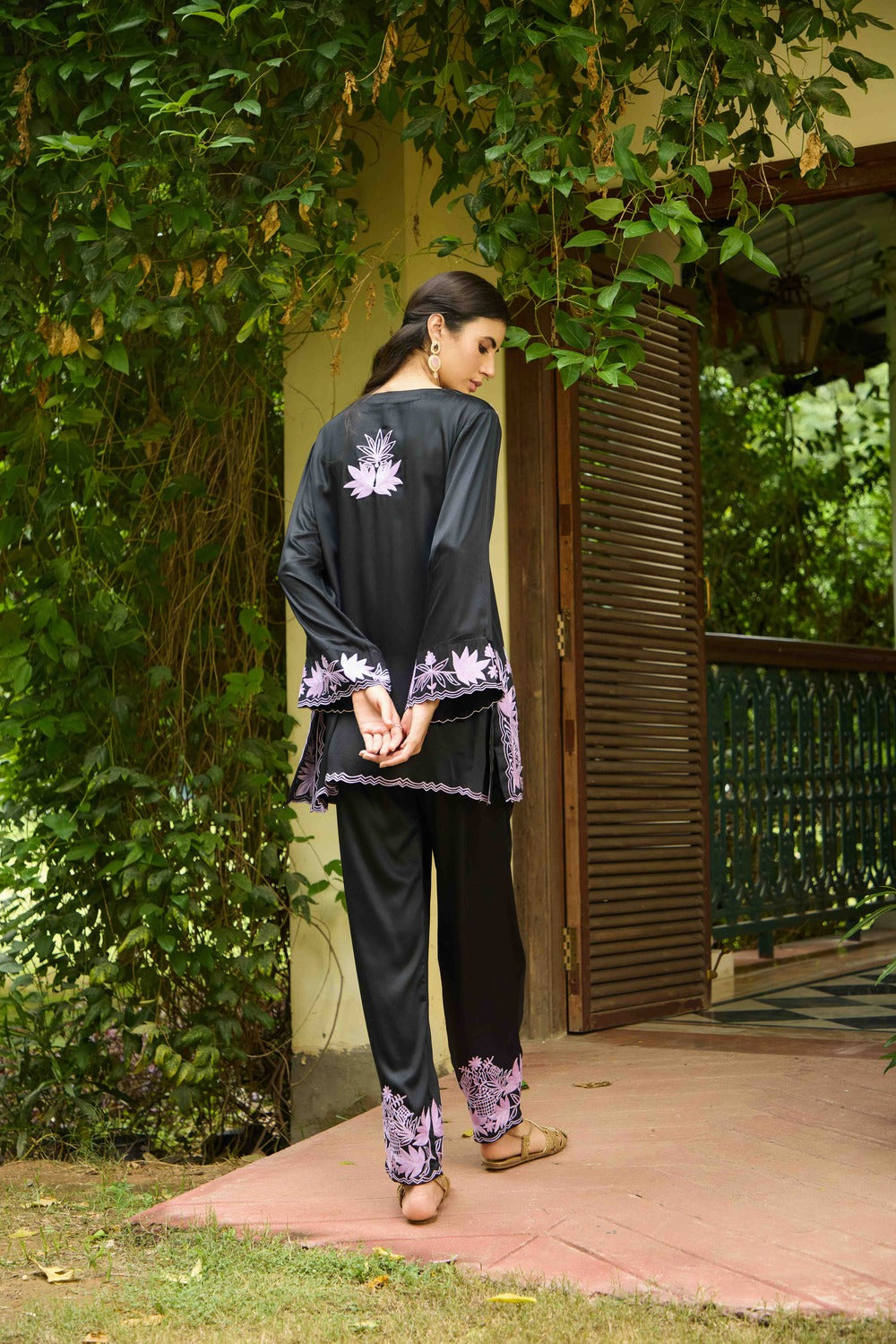 Black & Purple Co-ord Set with Salwar Pants