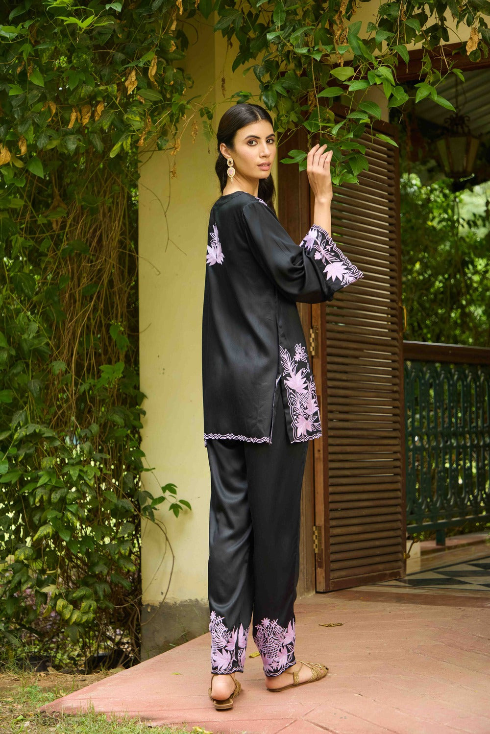 Black & Purple Co-ord Set with Salwar Pants