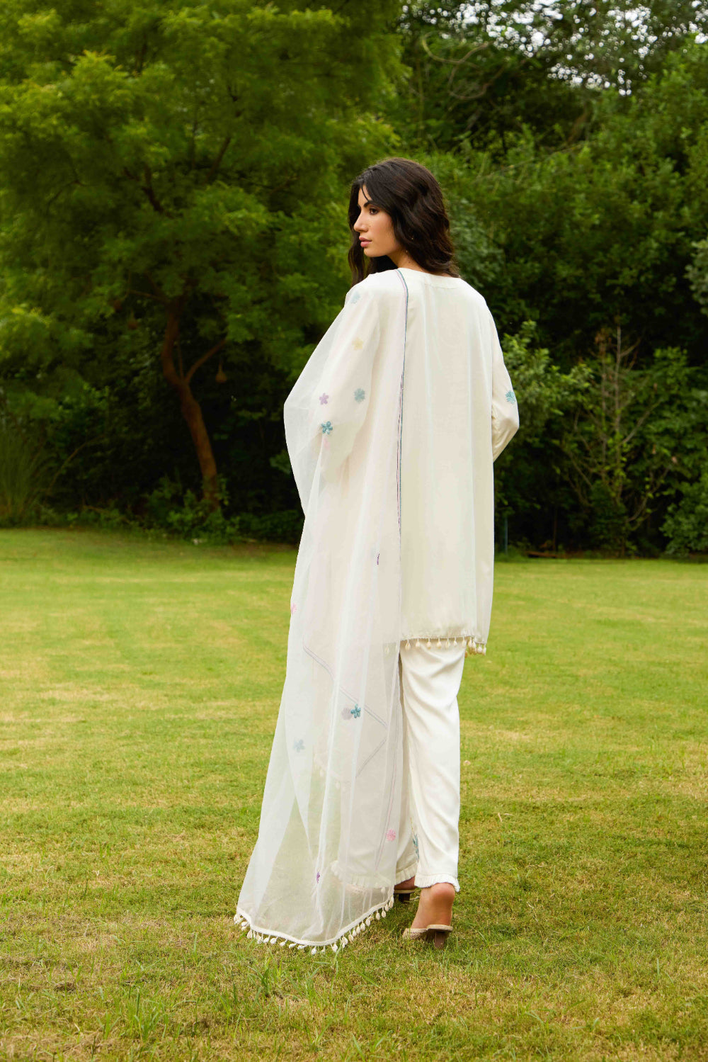 Ivory Shell Embellished Kurta Set with Straight Pants