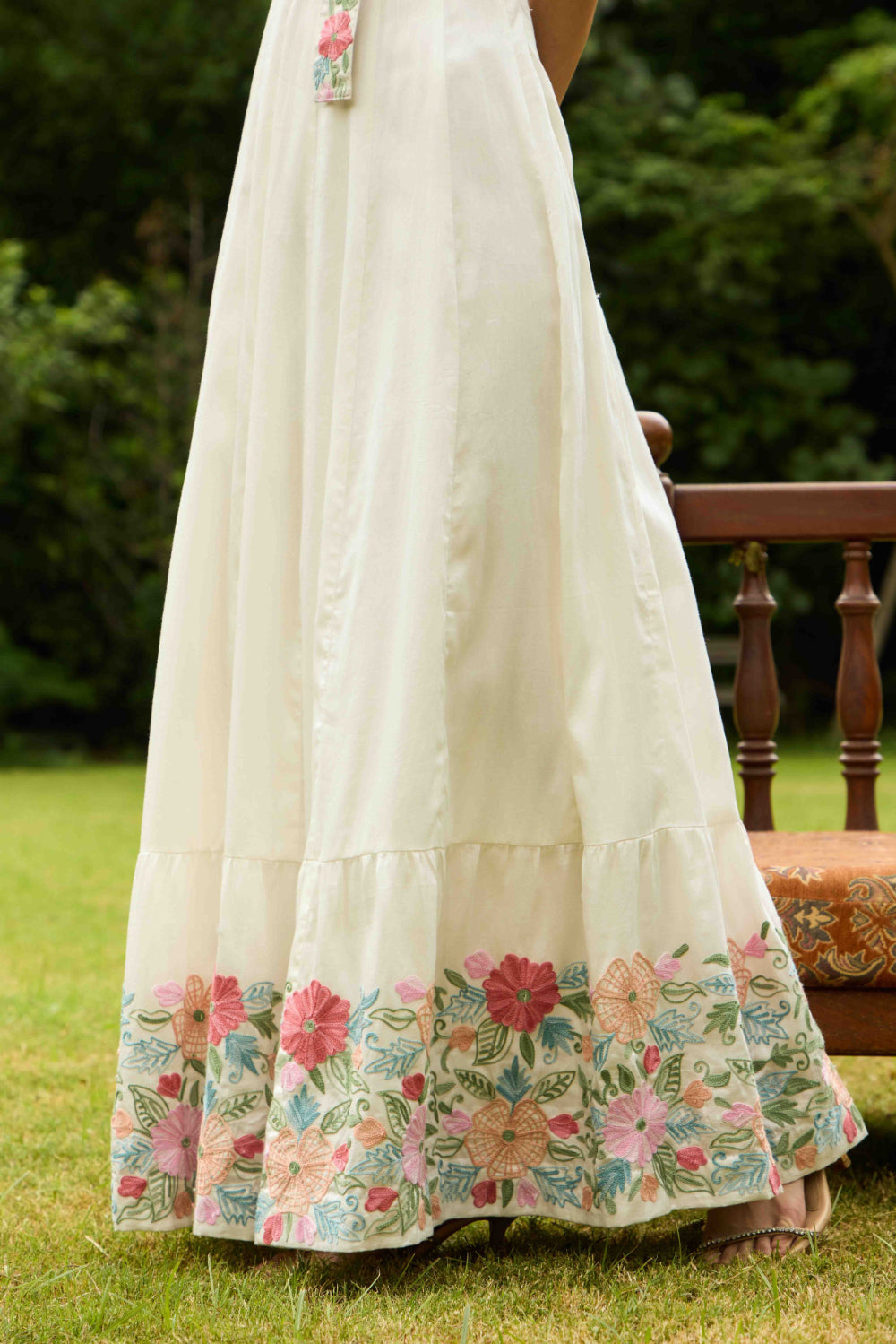 Ivory Grace Maxi Dress with Embroidered Belt