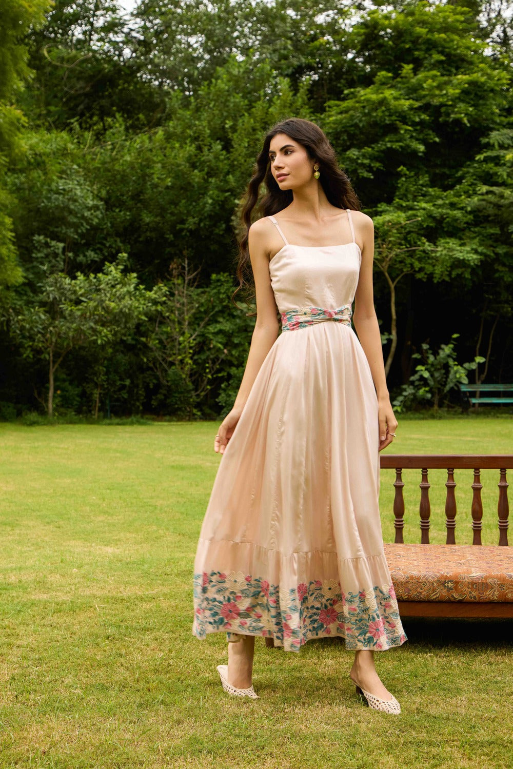 Blush Grace Maxi Dress with Embroidered Belt