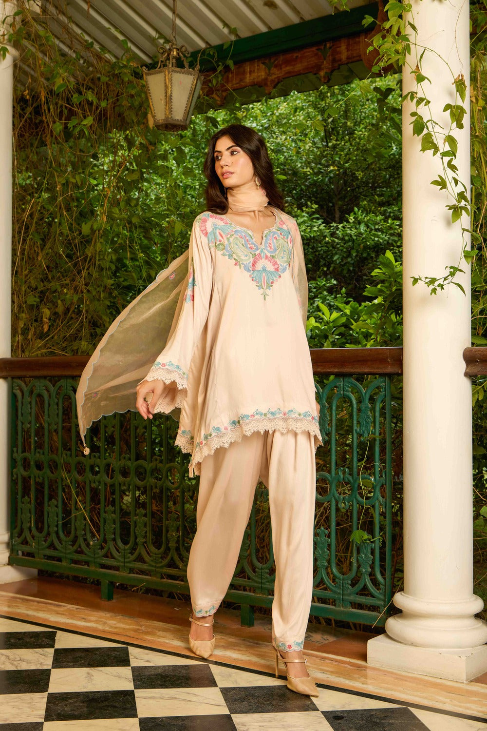 Soft Blush Pheran Set with Salwar