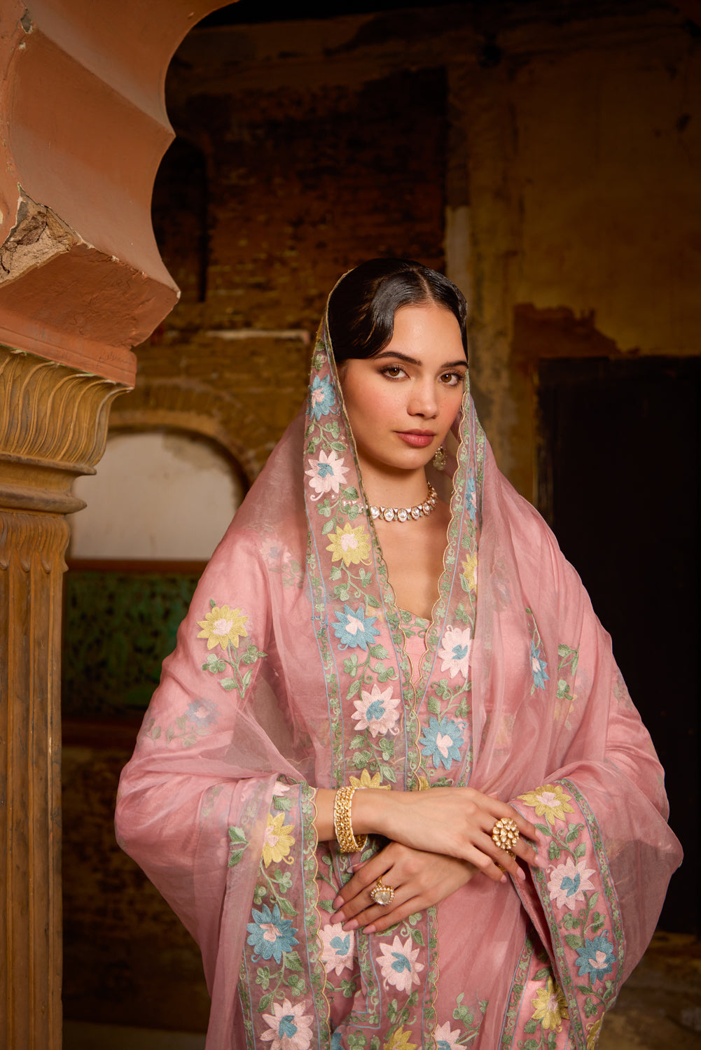 Zubeida Rose Pink Silk Organza Saree