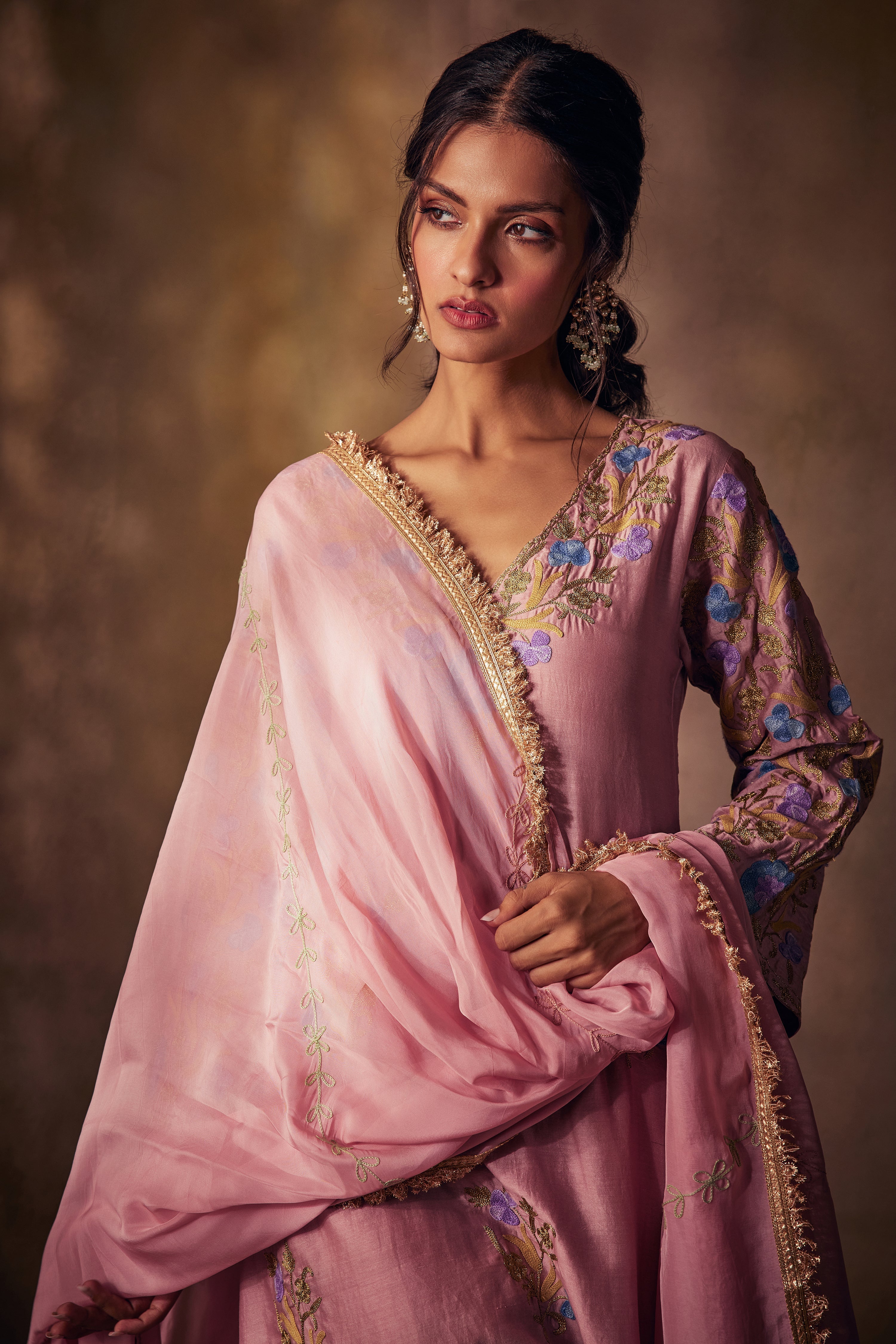 Nude Rose Gold & Aari Kurta Set