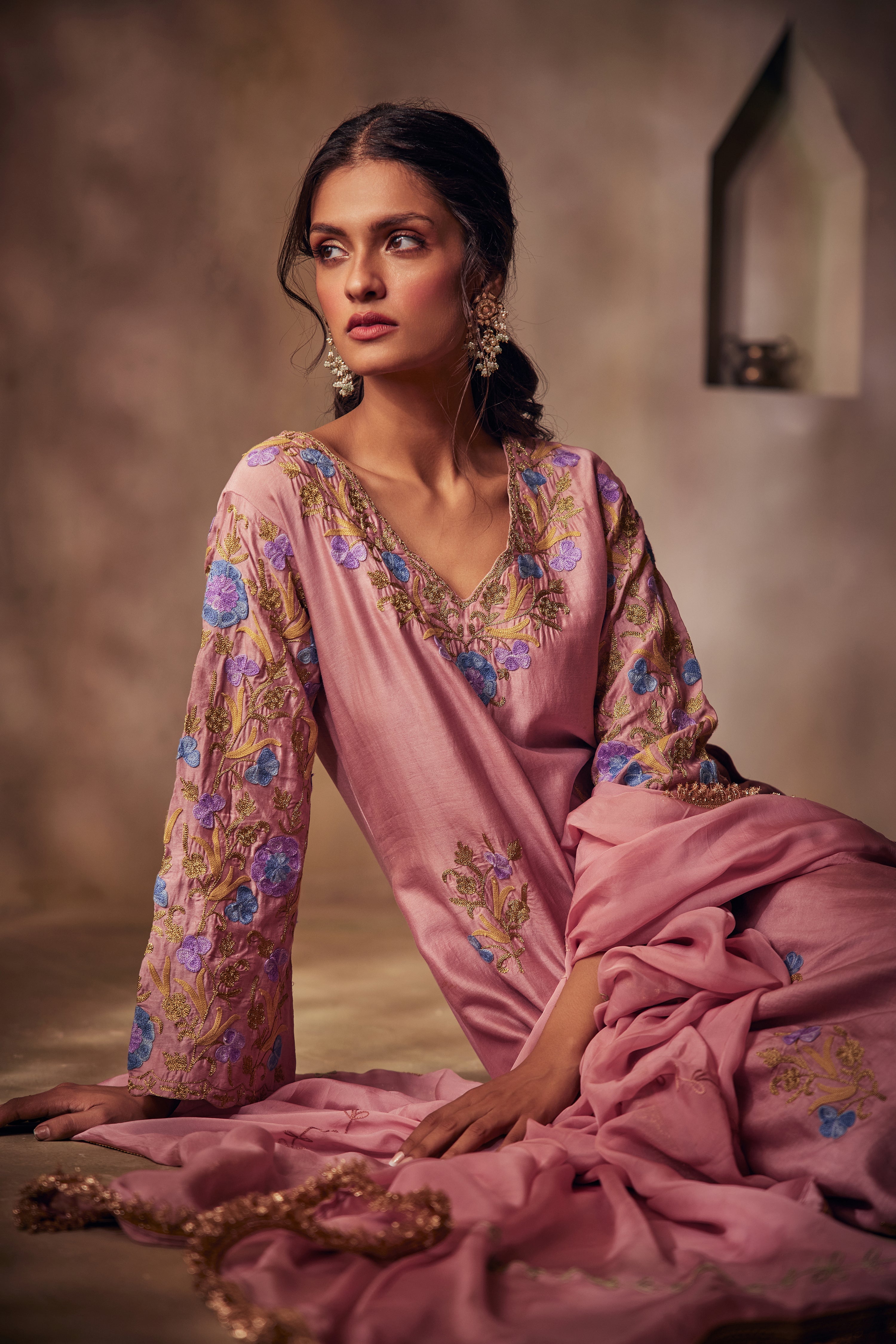 Nude Rose Gold & Aari Kurta Set