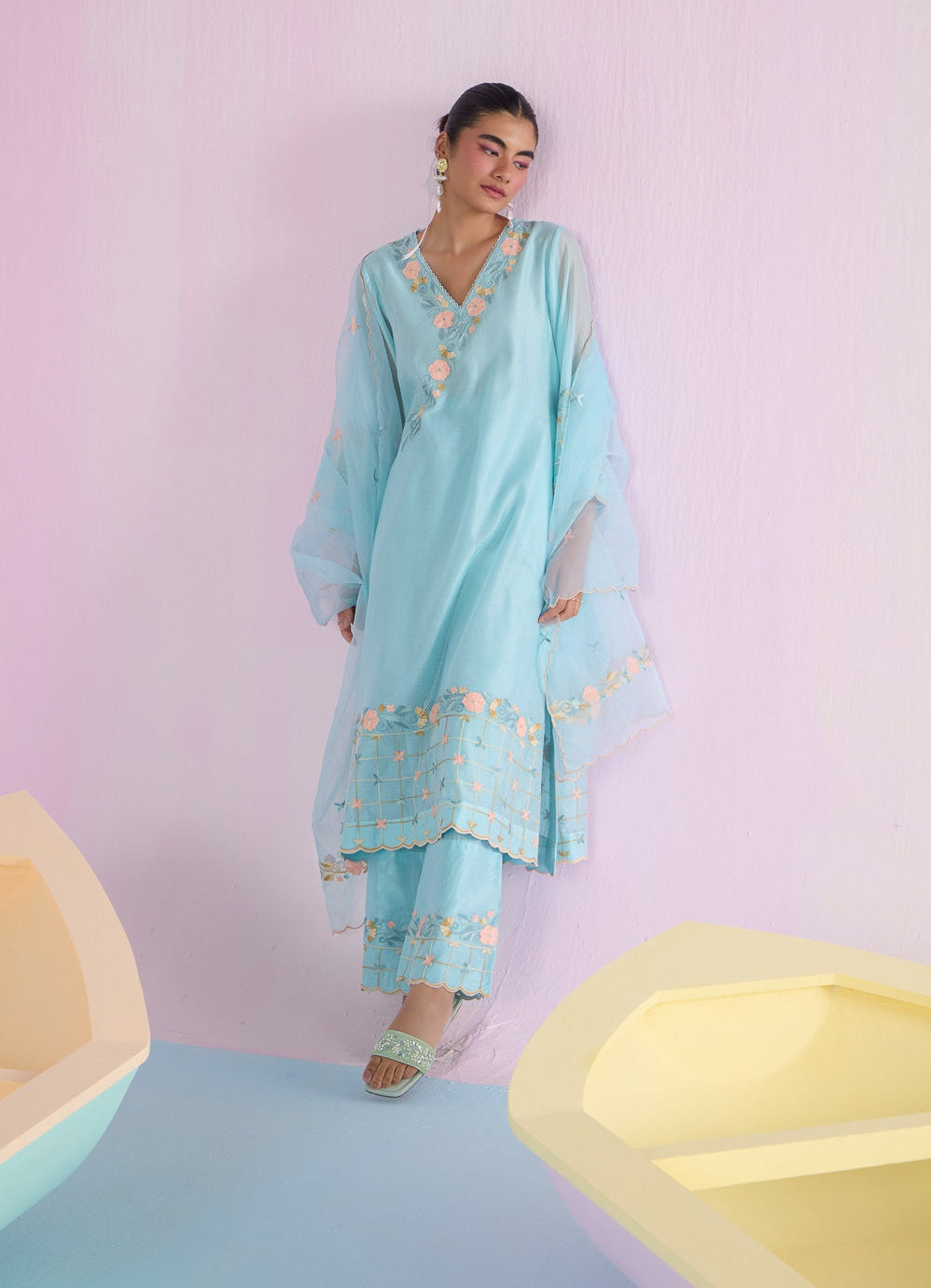 Blue Breeze Chanderi Cotton Kurta Set