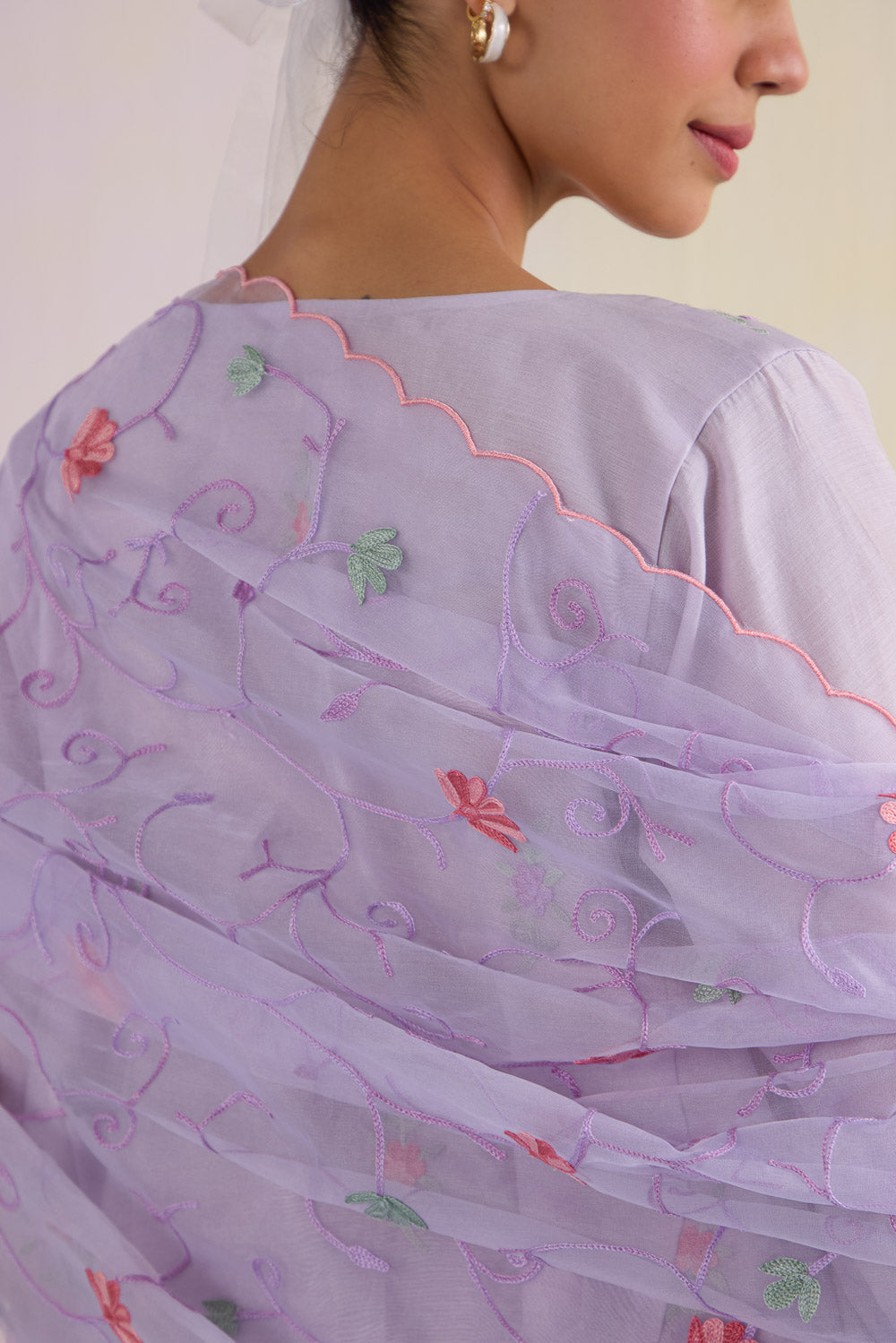 Lilac Bliss Kalidaar Chanderi Cotton Kurta Set