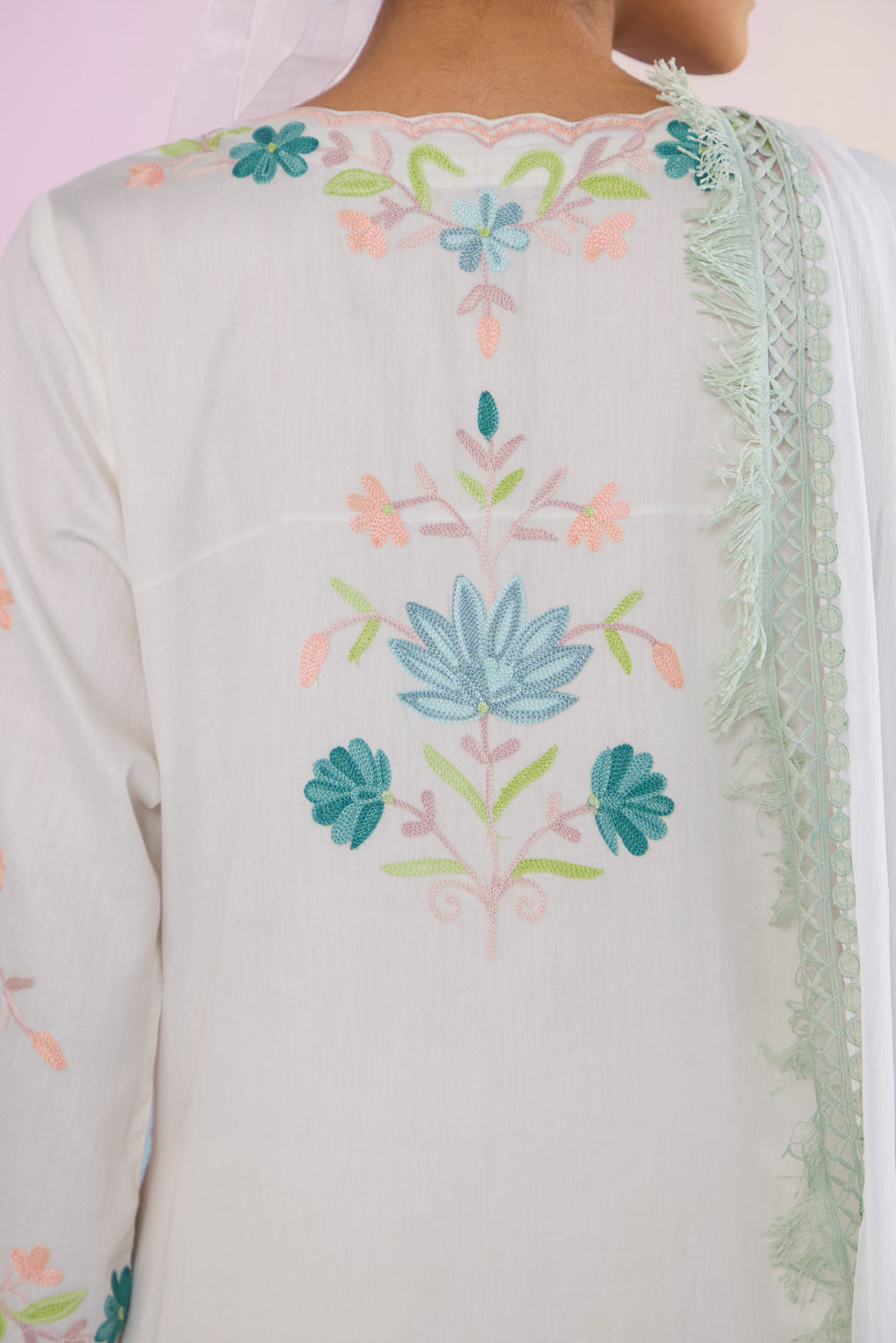 White Blossom Cotton Kurta Set