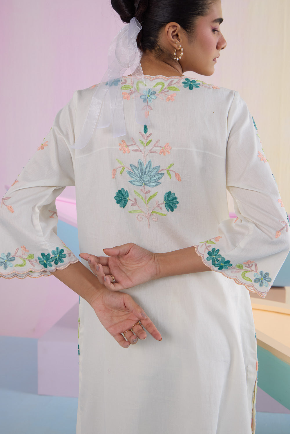 White Blossom Cotton Kurta Set