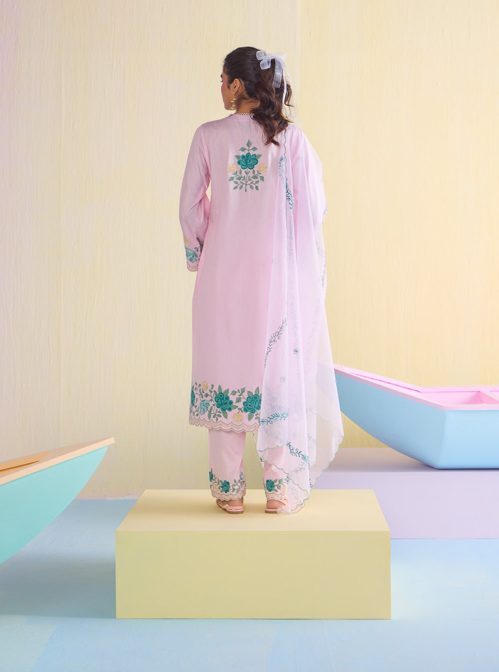 Pink Peony Cotton Kurta Set