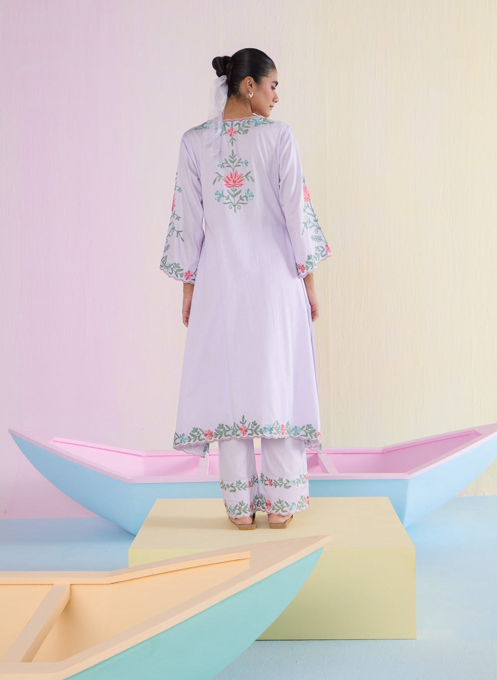 Lilac Blossom Cotton Kurta Set