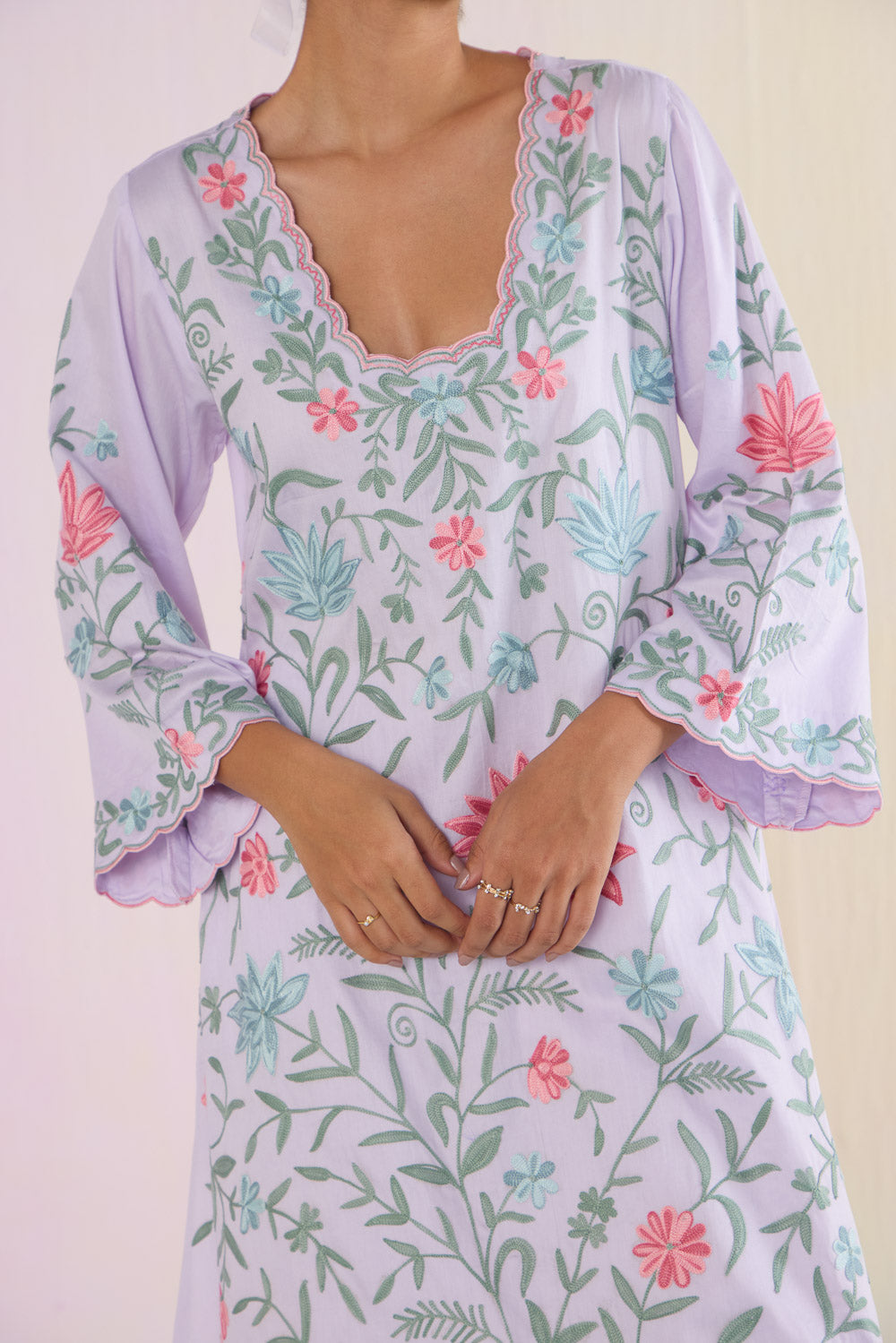 Lilac Blossom Cotton Kurta Set