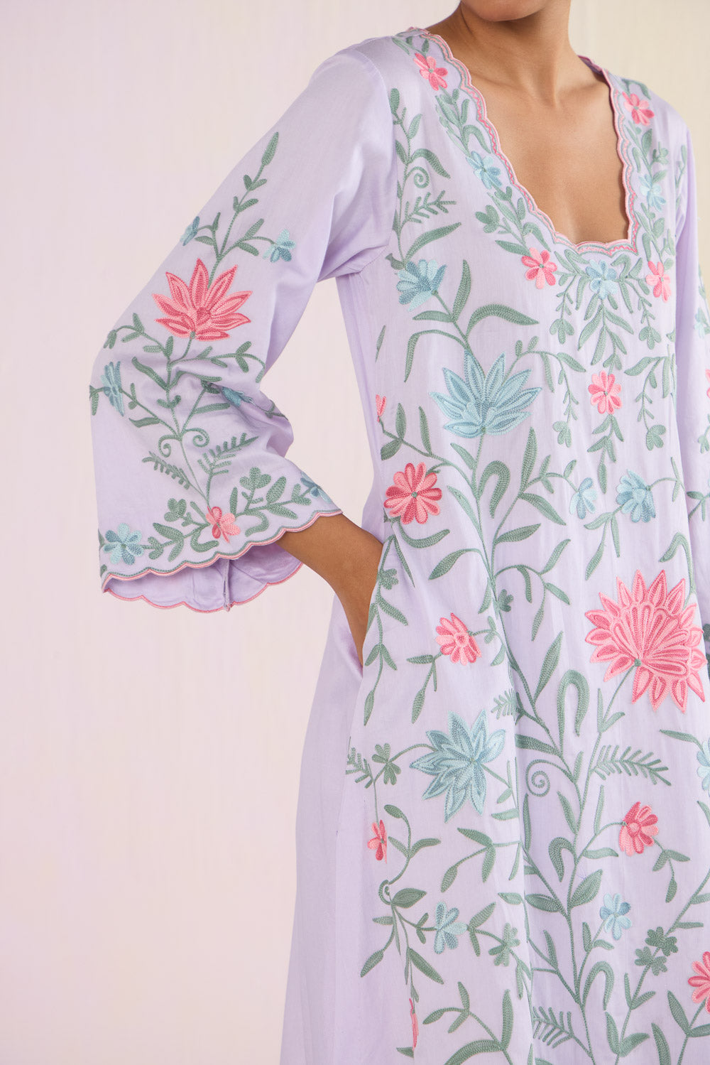 Lilac Blossom Cotton Kurta Set