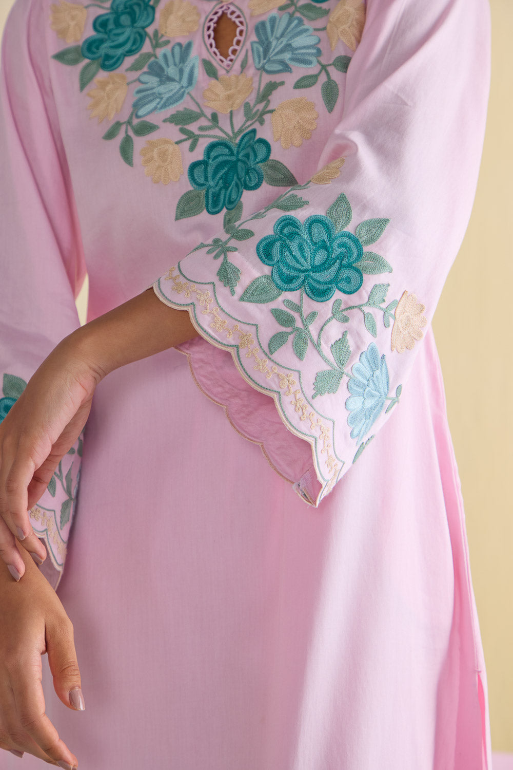 Pink Peony Cotton Kurta Set