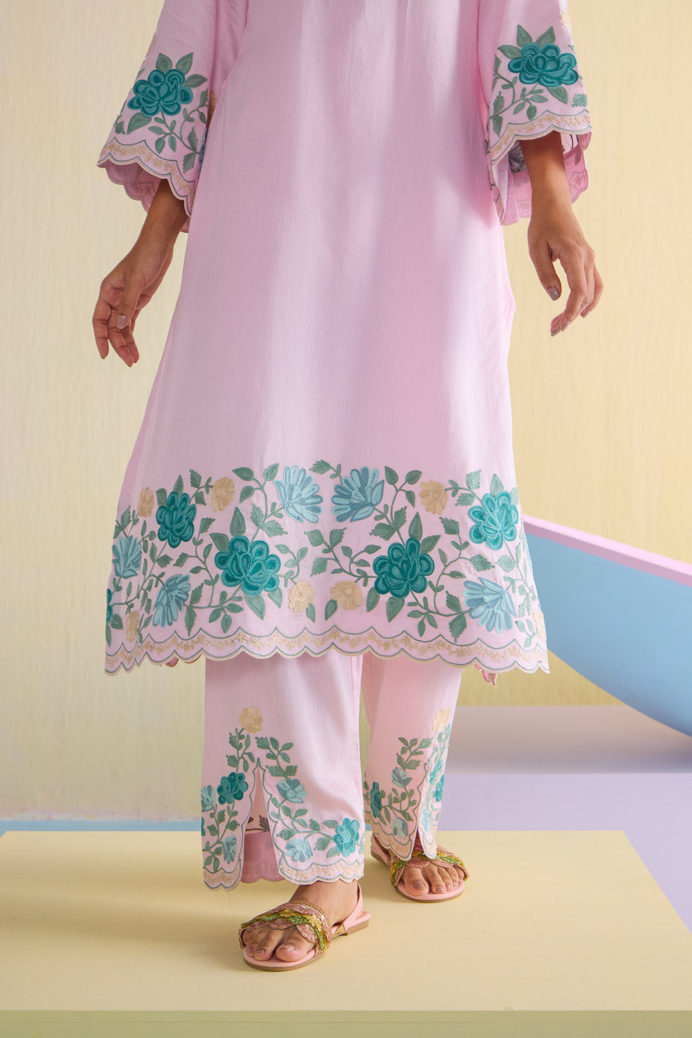 Pink Peony Cotton Kurta Set