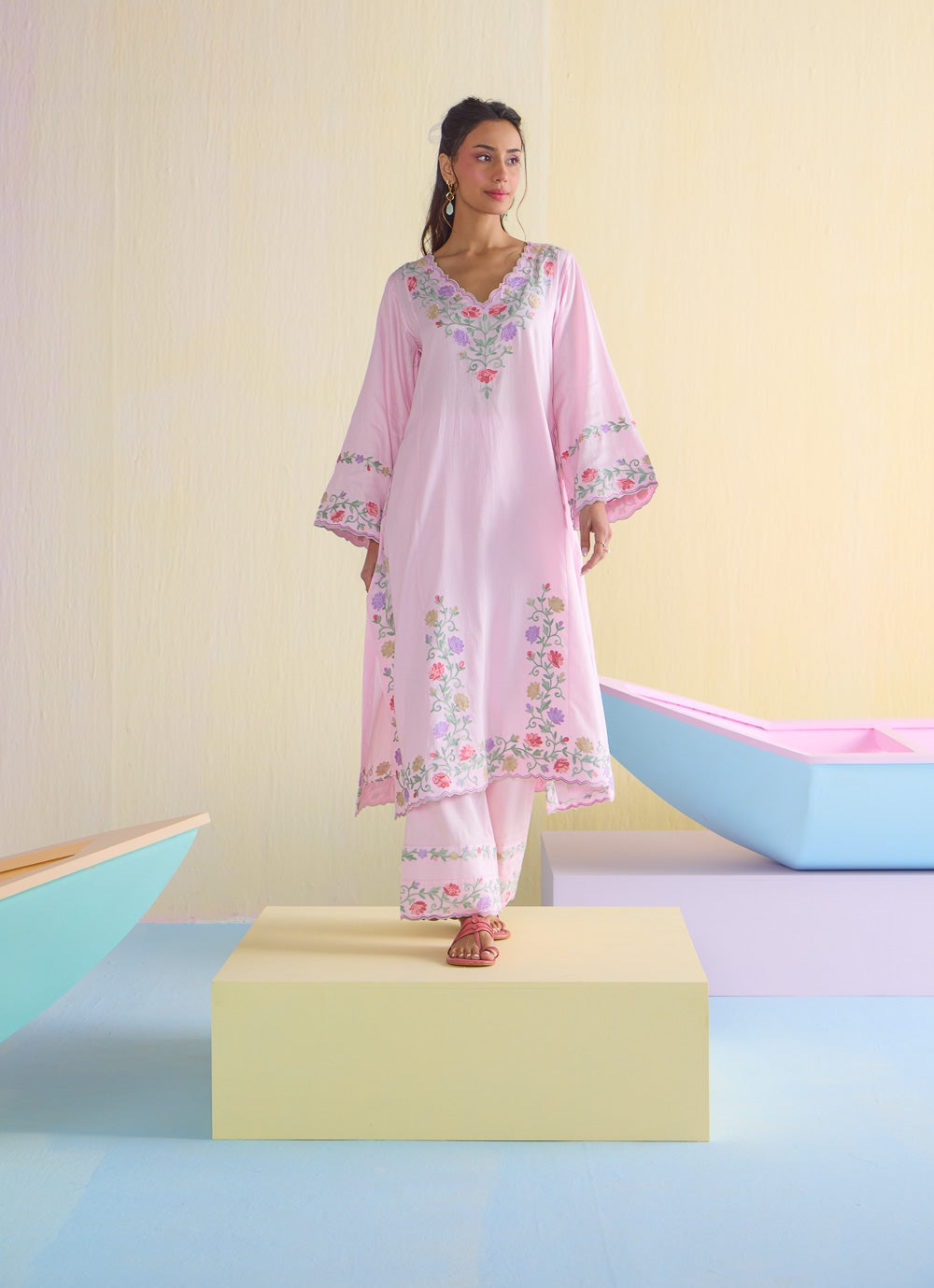 Pink Lady Tulip Kalidaar Cotton Kurta Set