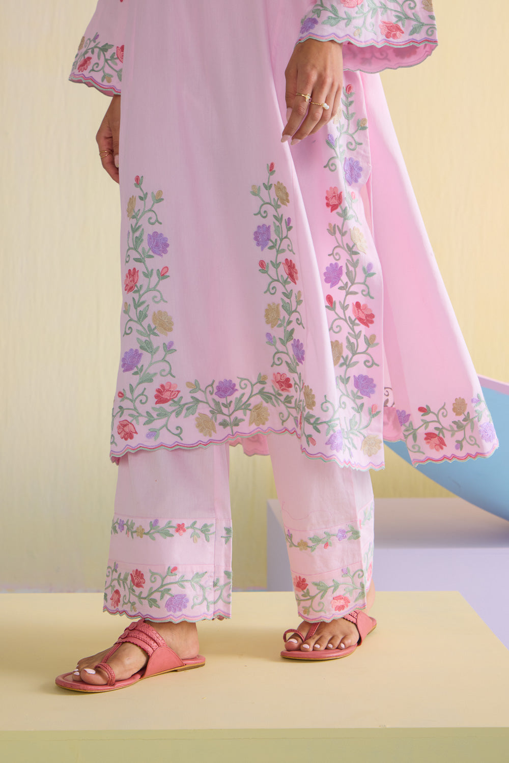 Pink Lady Tulip Kalidaar Cotton Kurta Set