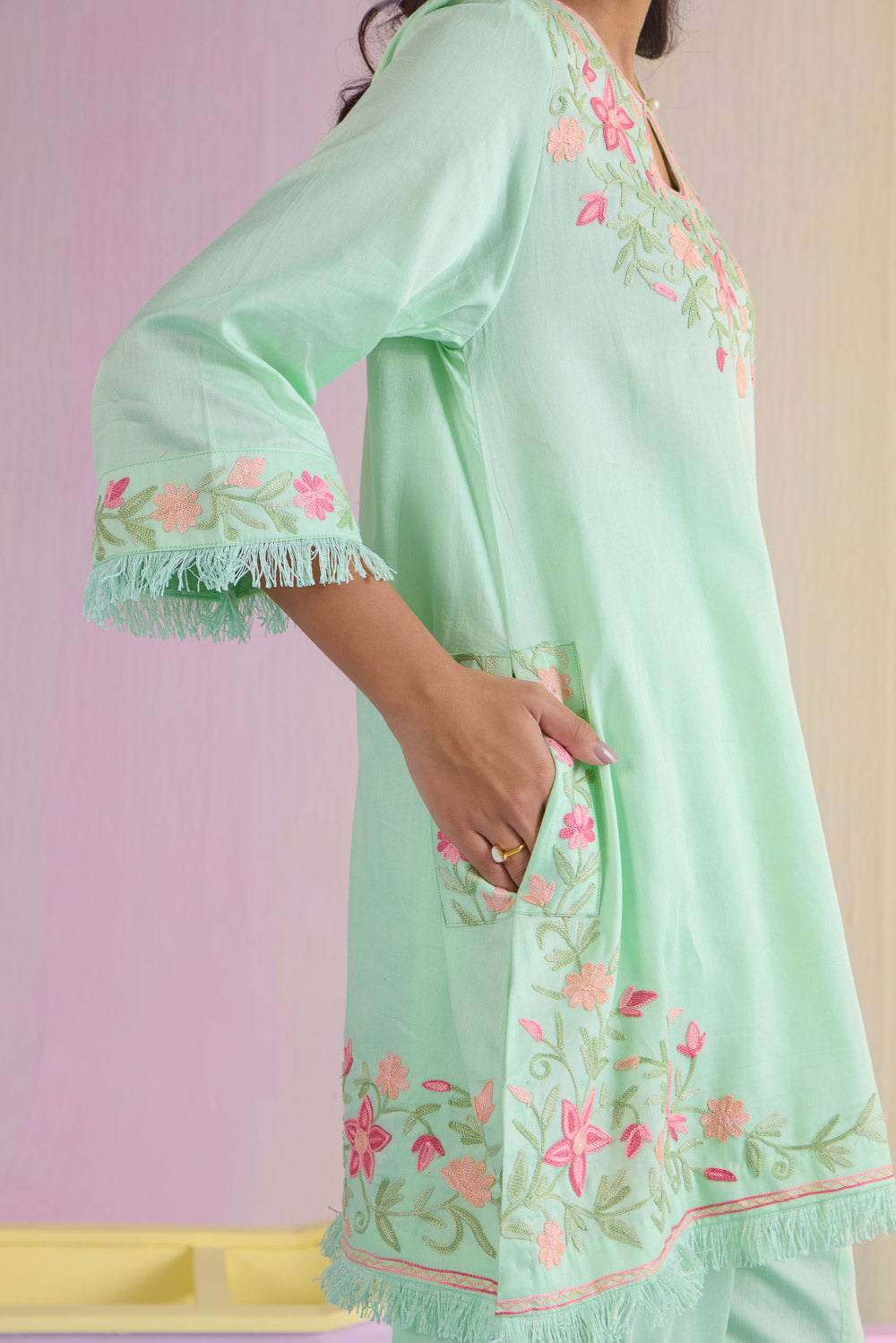 Frosty Mint Cotton Kurta Set