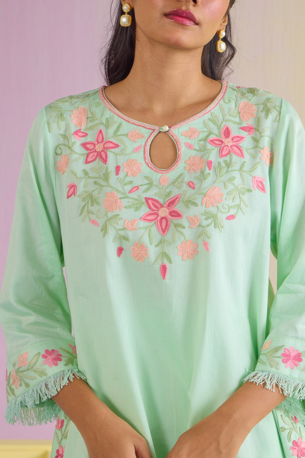 Frosty Mint Cotton Kurta Set