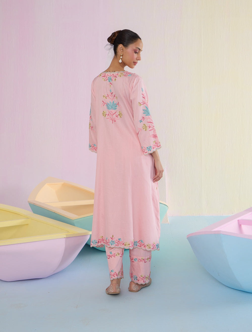 Pink Blossom Cotton Kurta Set