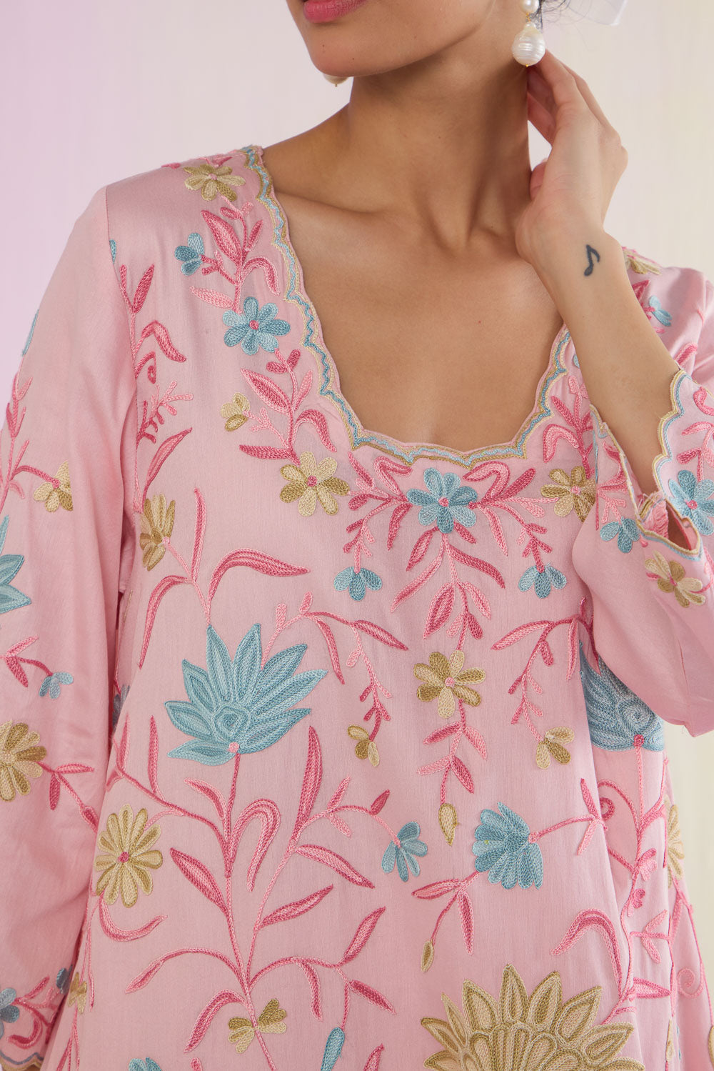 Pink Blossom Cotton Kurta Set