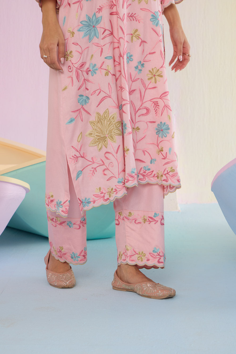 Pink Blossom Cotton Kurta Set