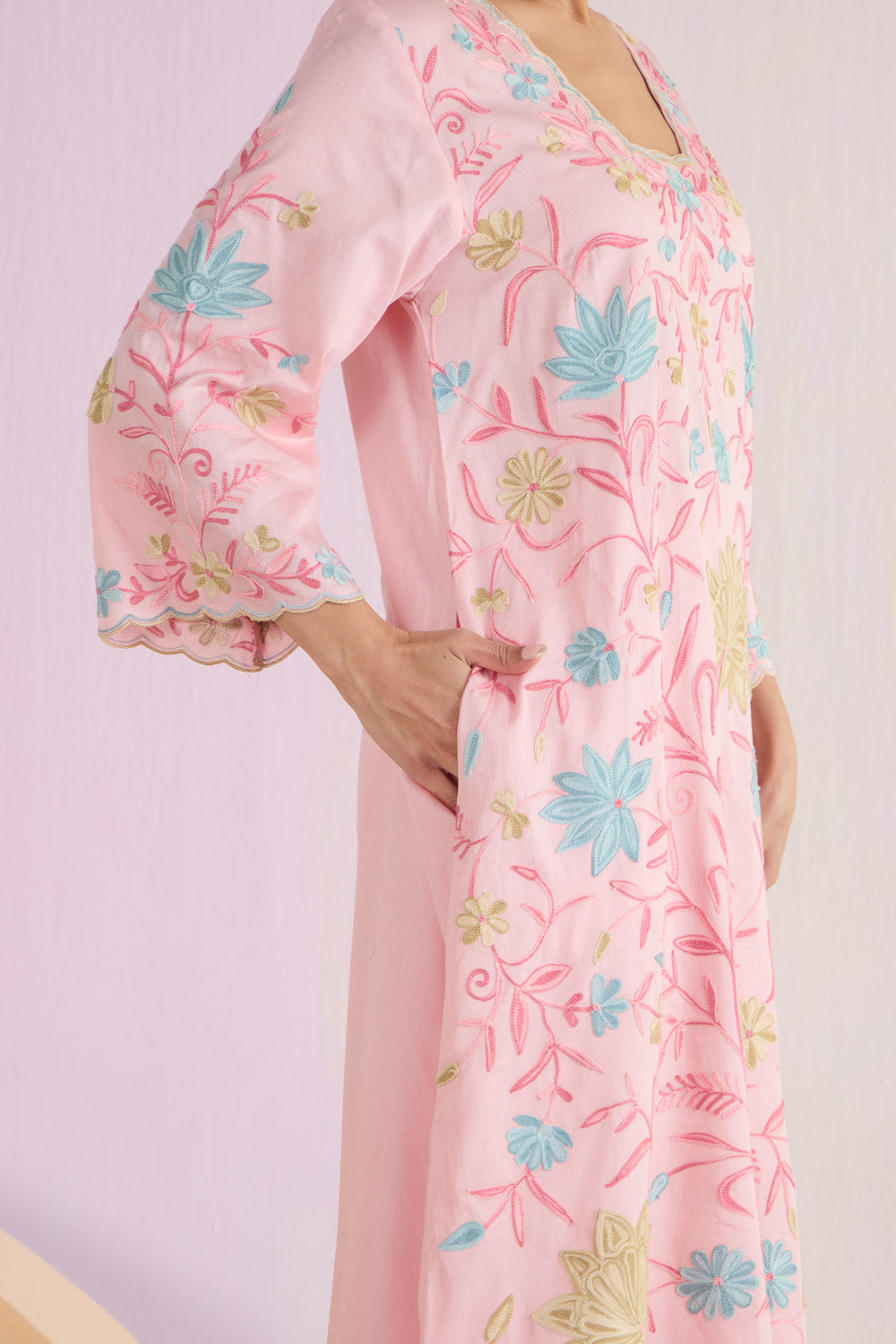 Pink Blossom Cotton Kurta Set