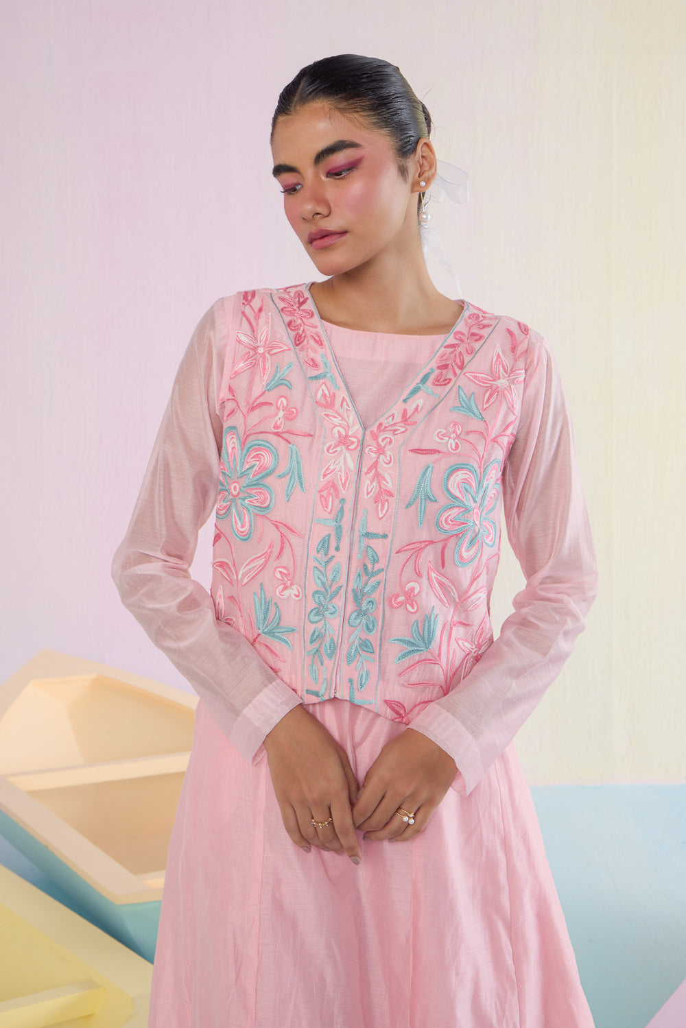 Cotton Candy Chanderi Jacket Anarkali