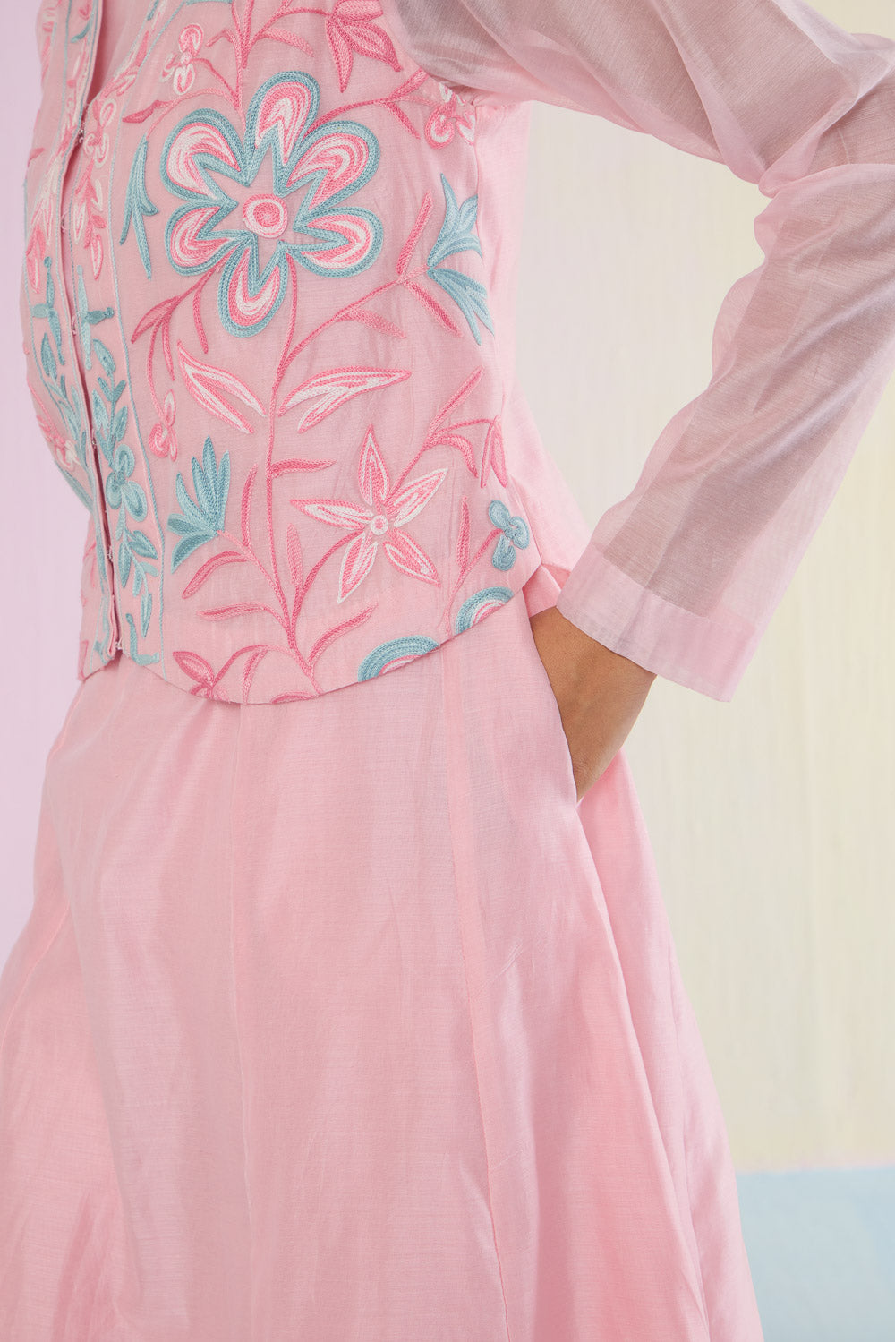 Cotton Candy Chanderi Jacket Anarkali