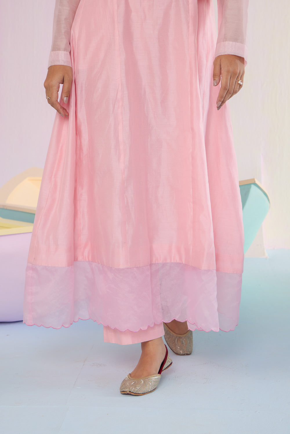 Cotton Candy Chanderi Jacket Anarkali