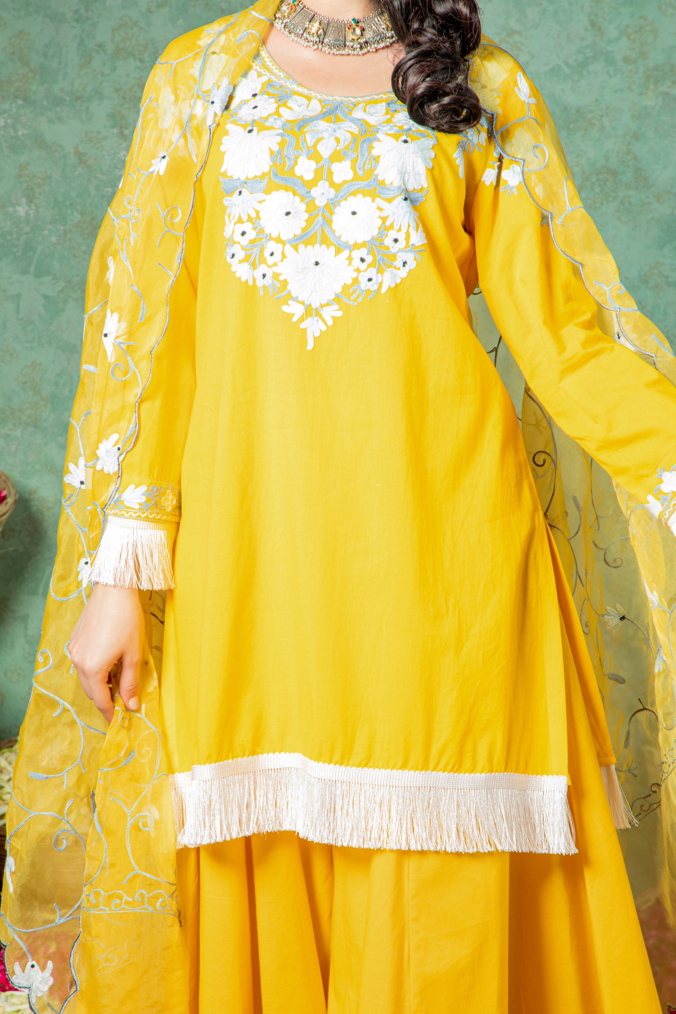 Yellow Cotton Sharara Set