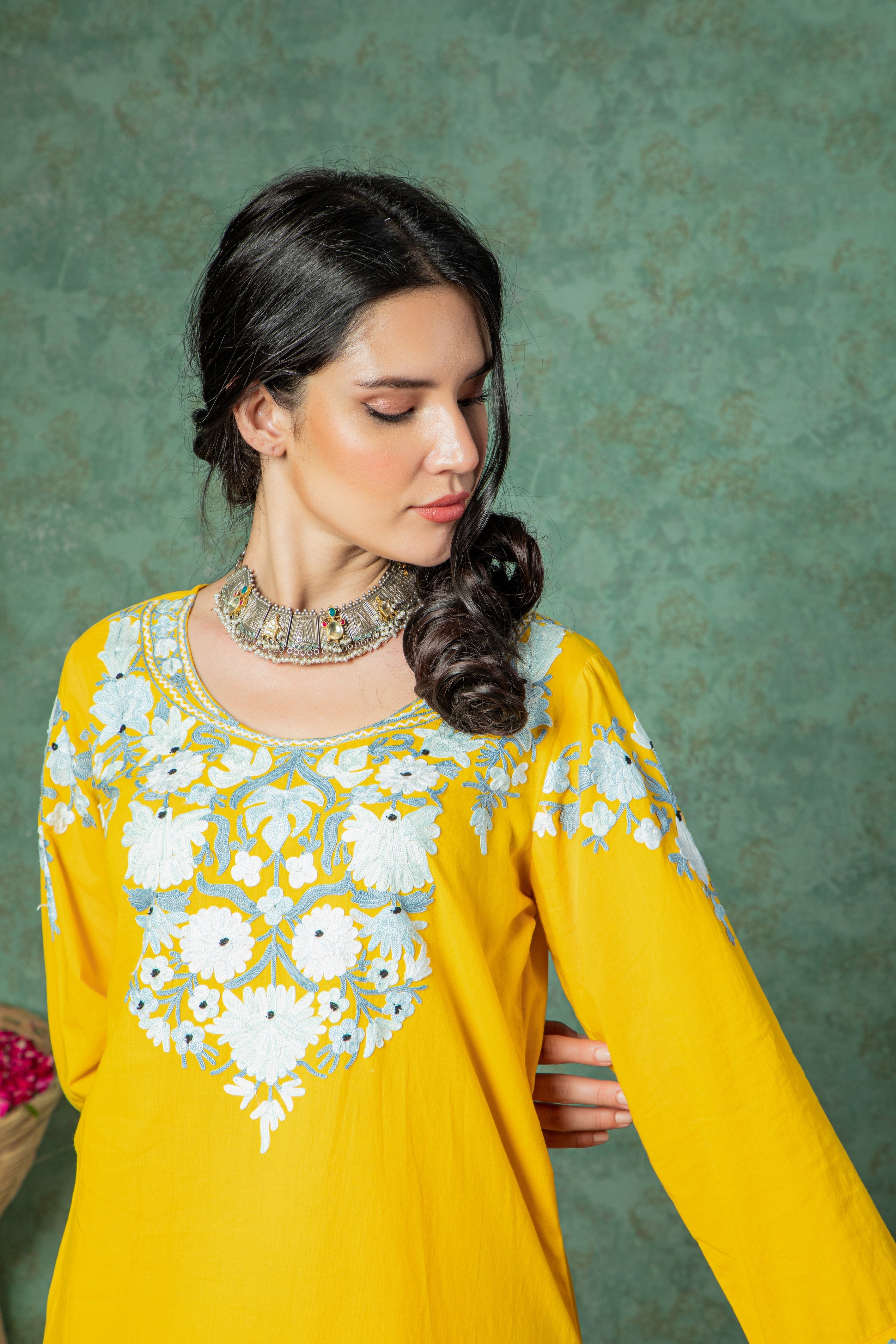 Yellow Cotton Sharara Set