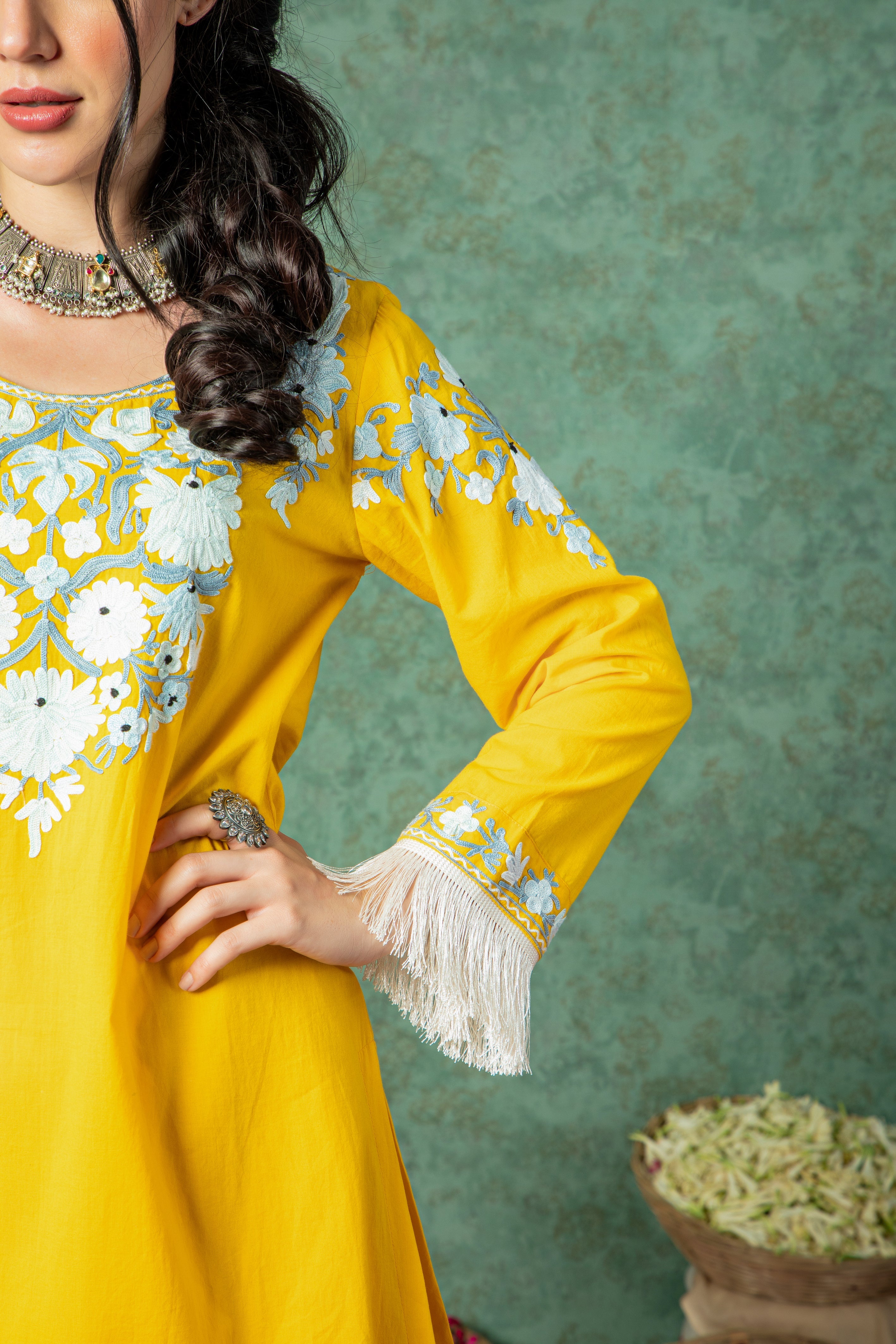 Yellow Cotton Sharara Set