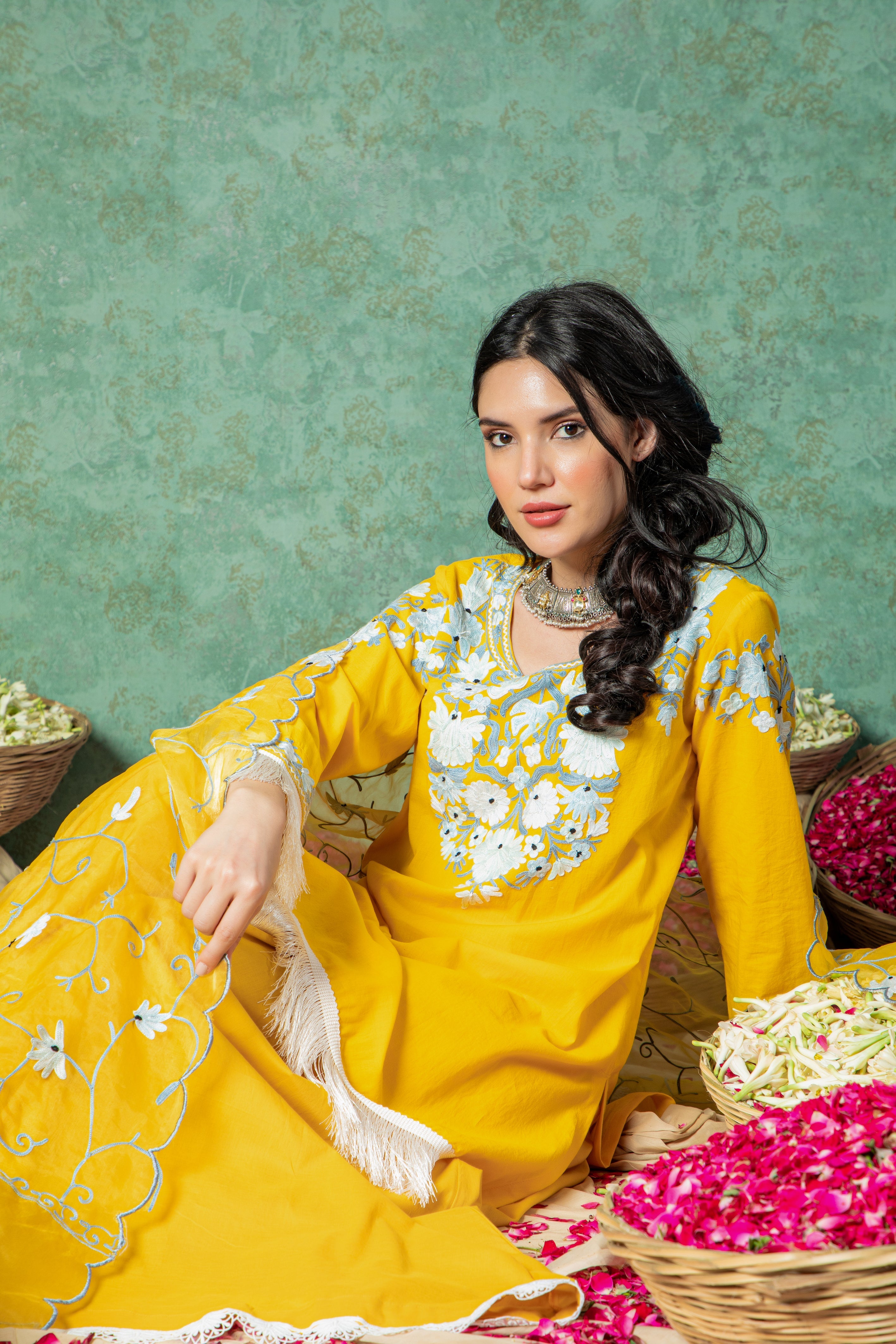 Yellow Cotton Sharara Set