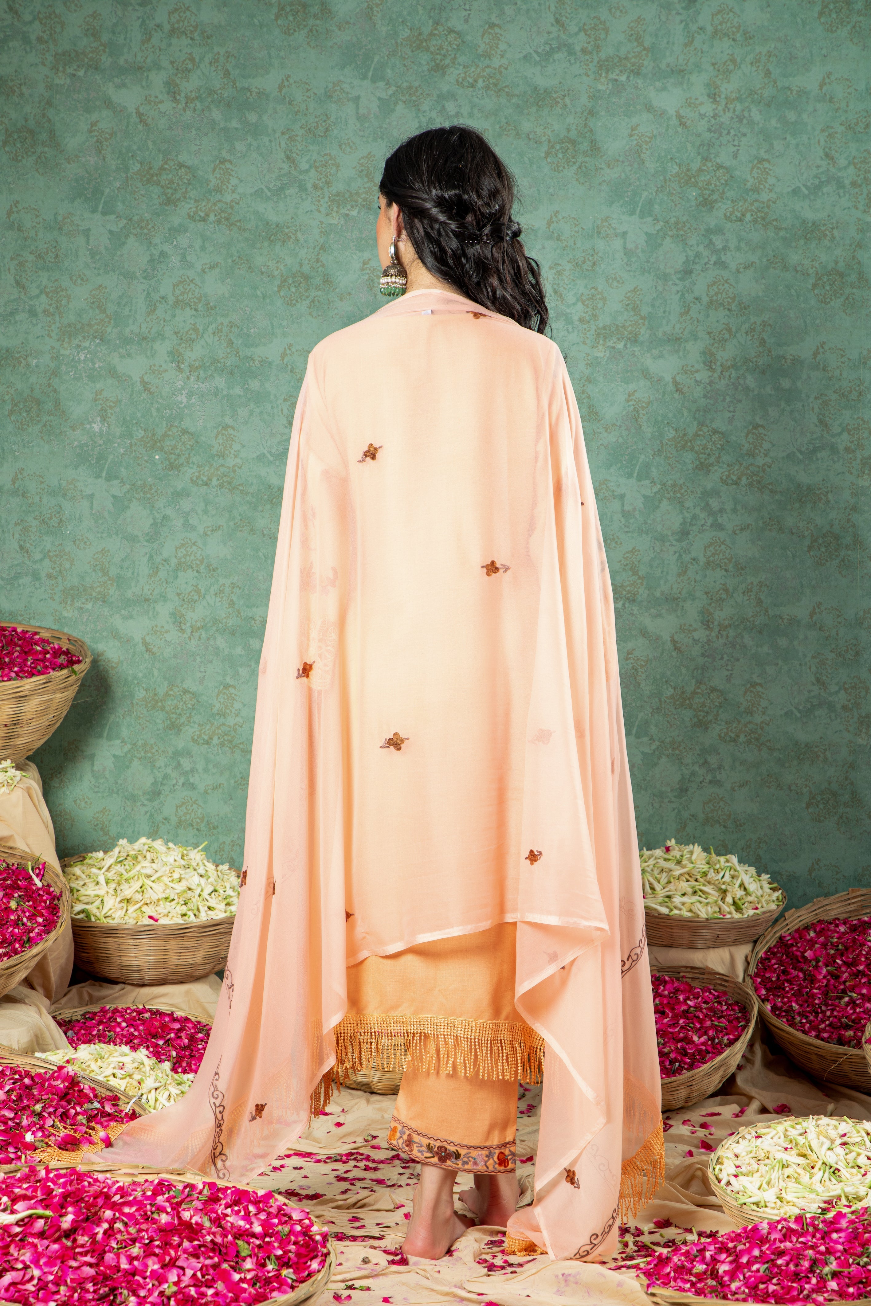 Peach Cotton Kurta Set