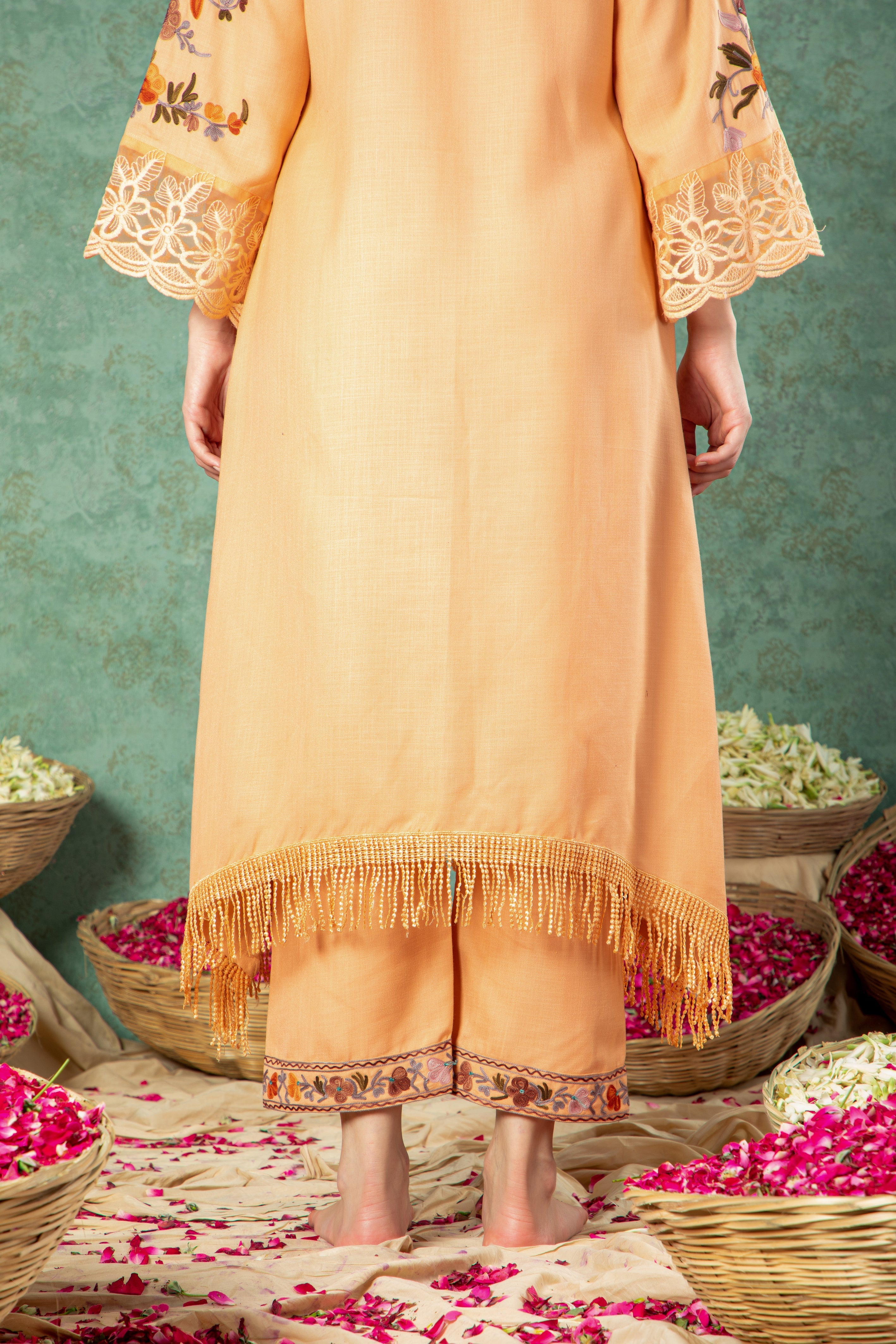 Peach Cotton Kurta Set