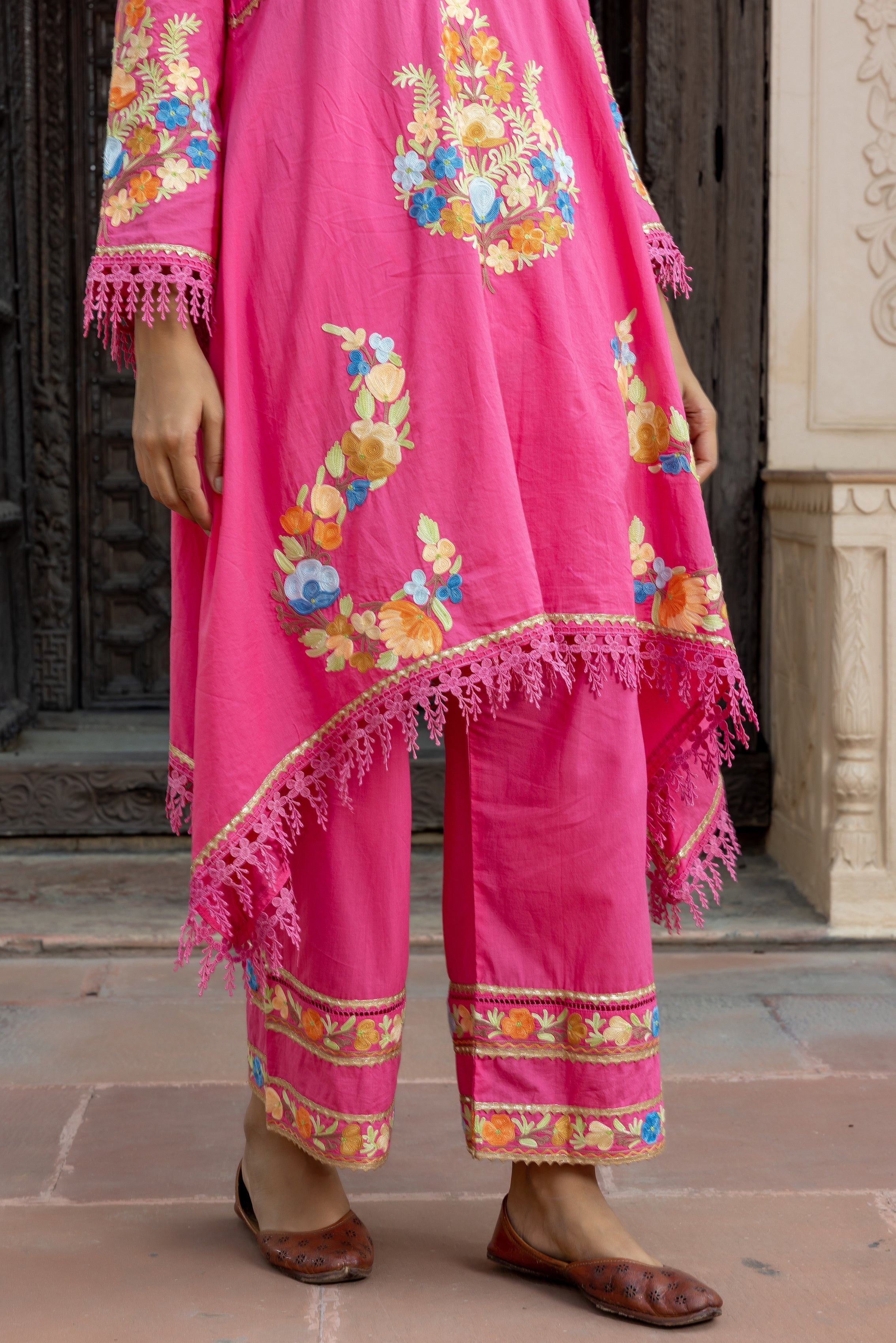 Gulaab Gota Cotton Kurta Set