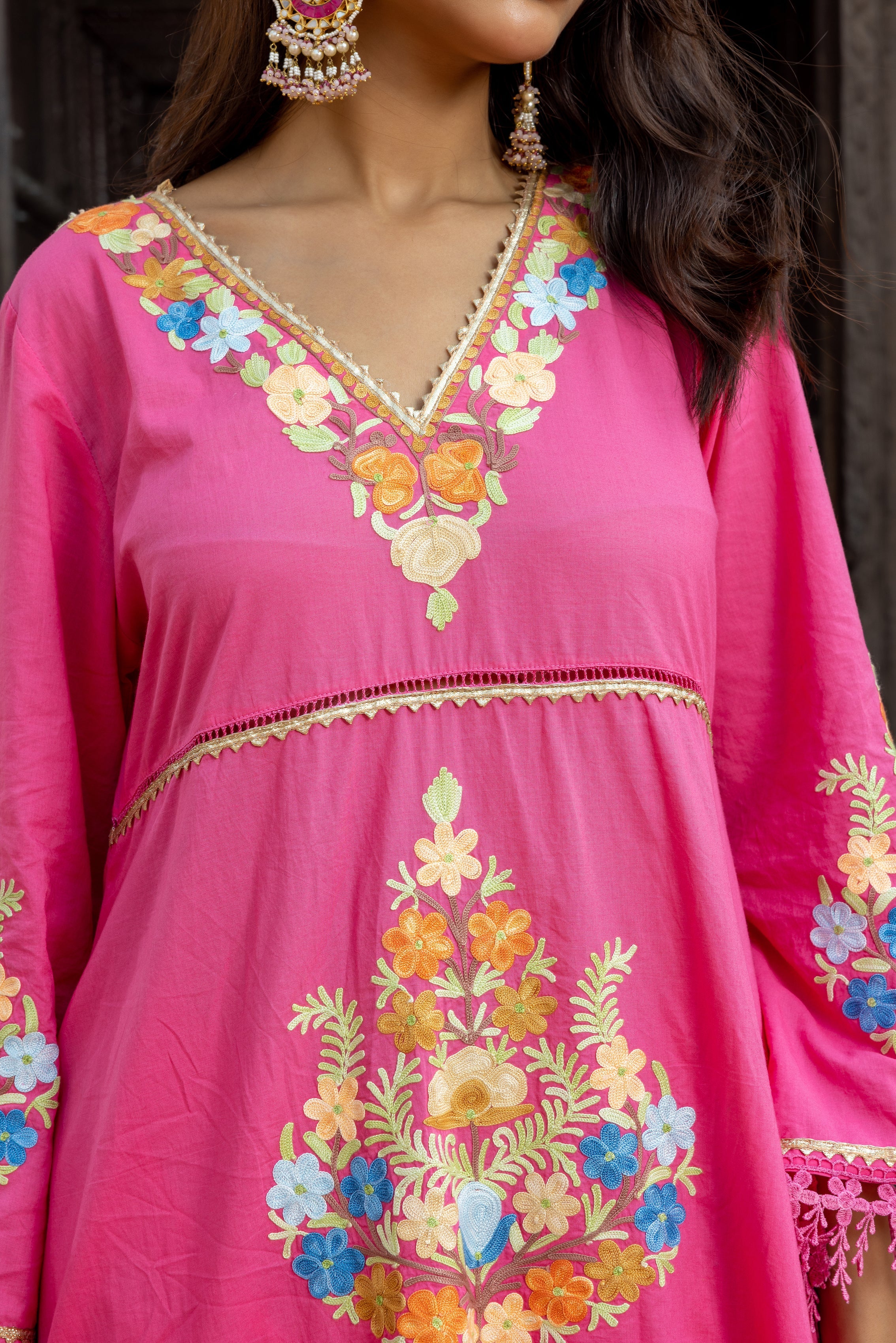 Gulaab Gota Cotton Kurta Set