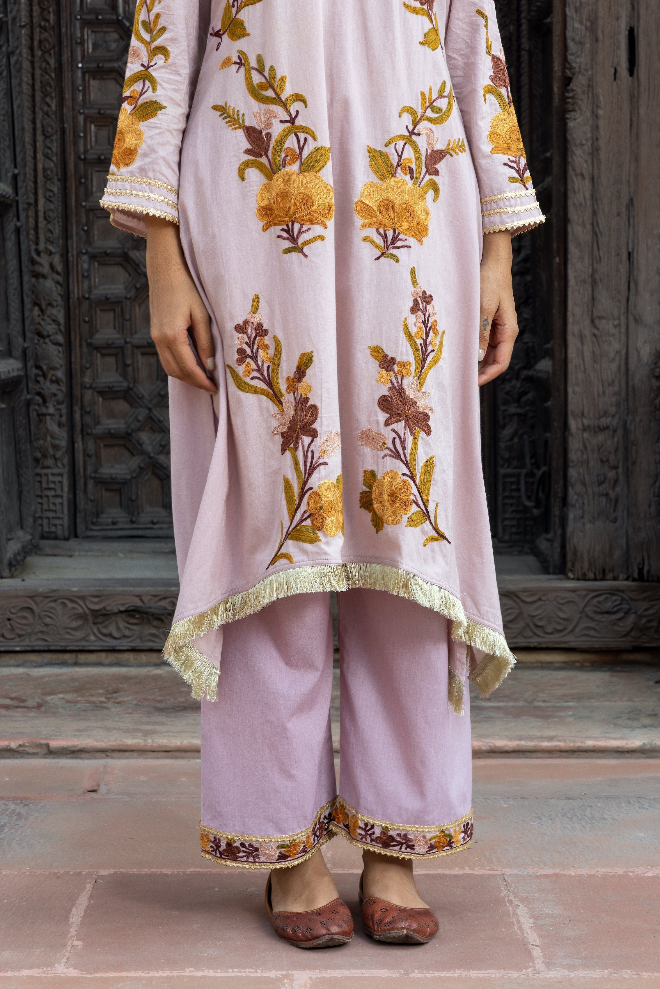 Mauve Gota Cotton Kurta Set