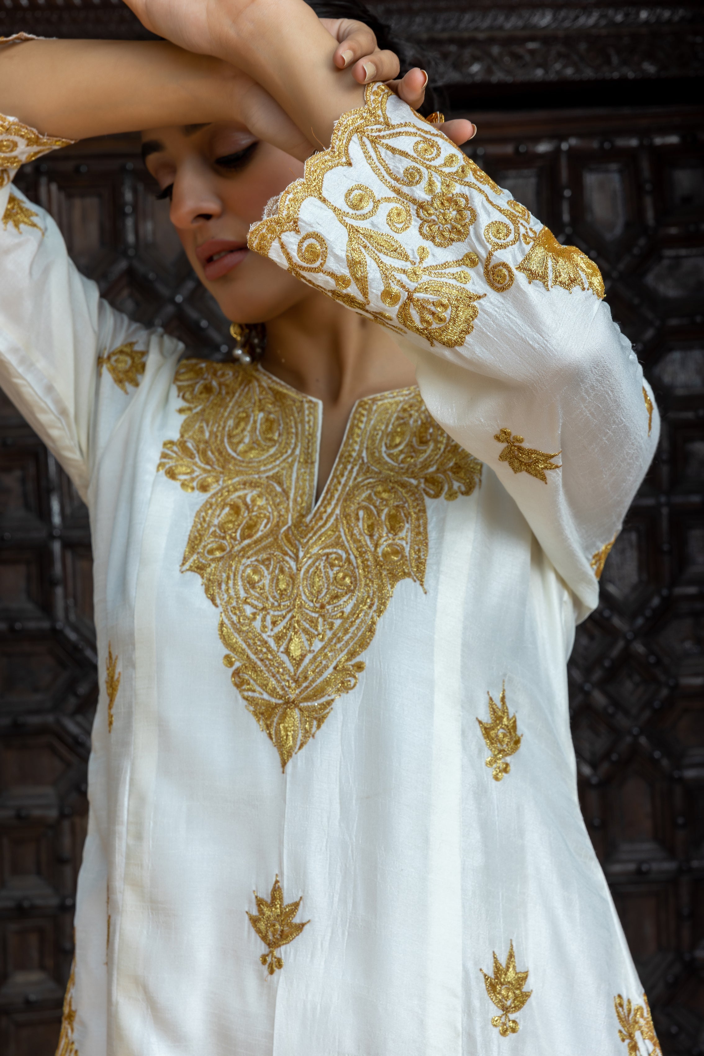 White & Gold Sharara Set